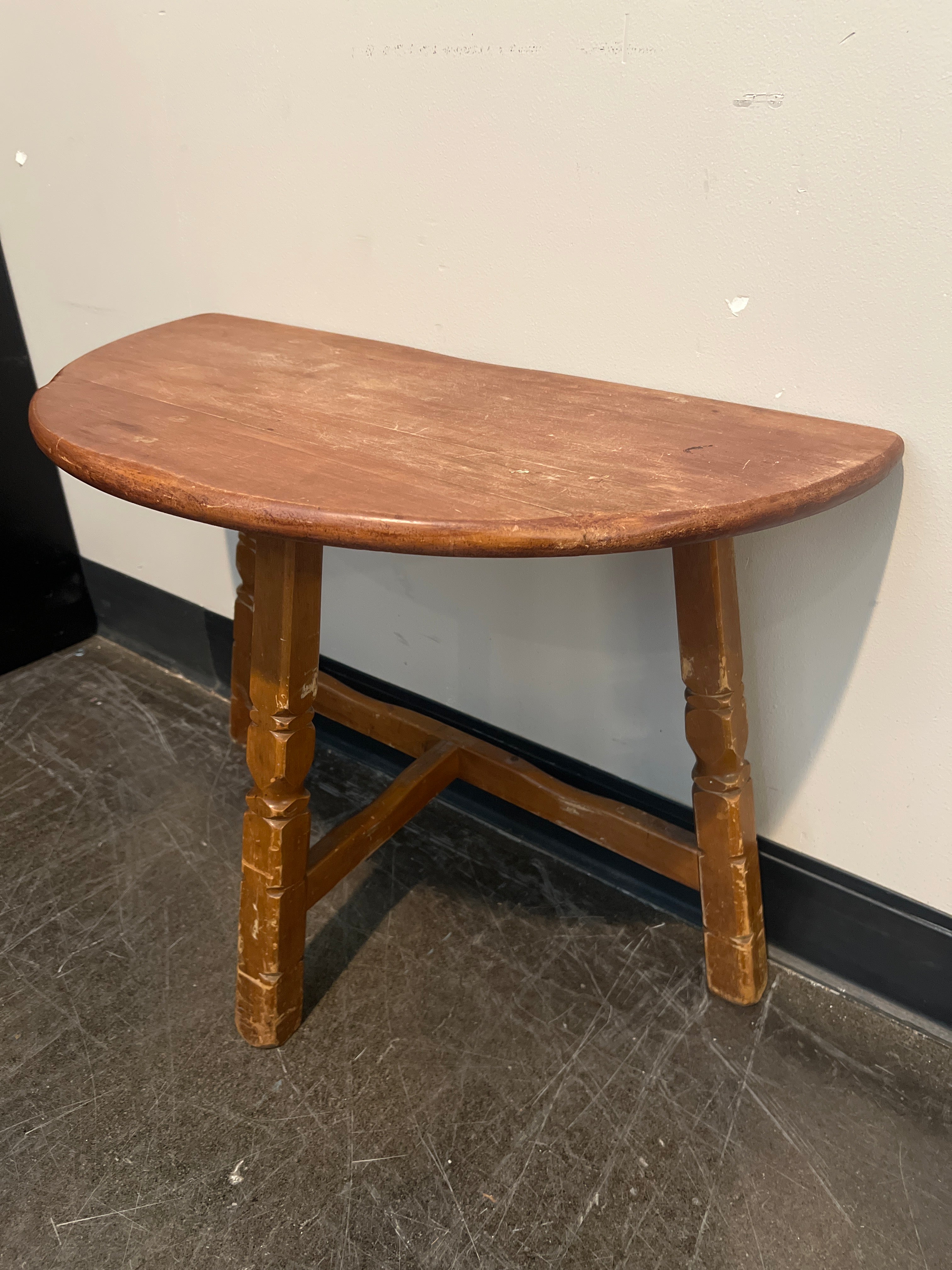 Rustic Brown Wood Half-Moon Table