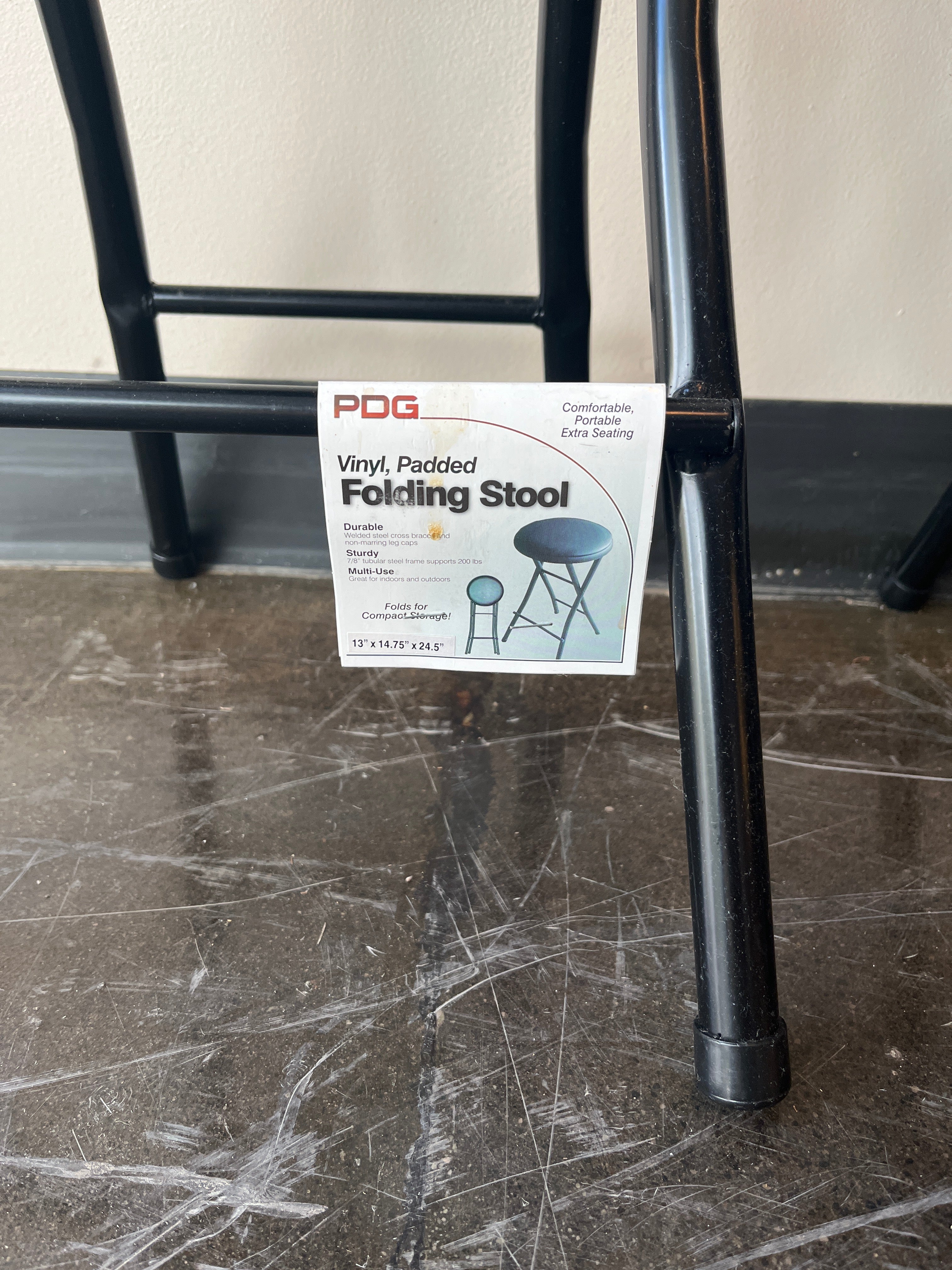 Pair Of Vinyl Padded Folding Stools