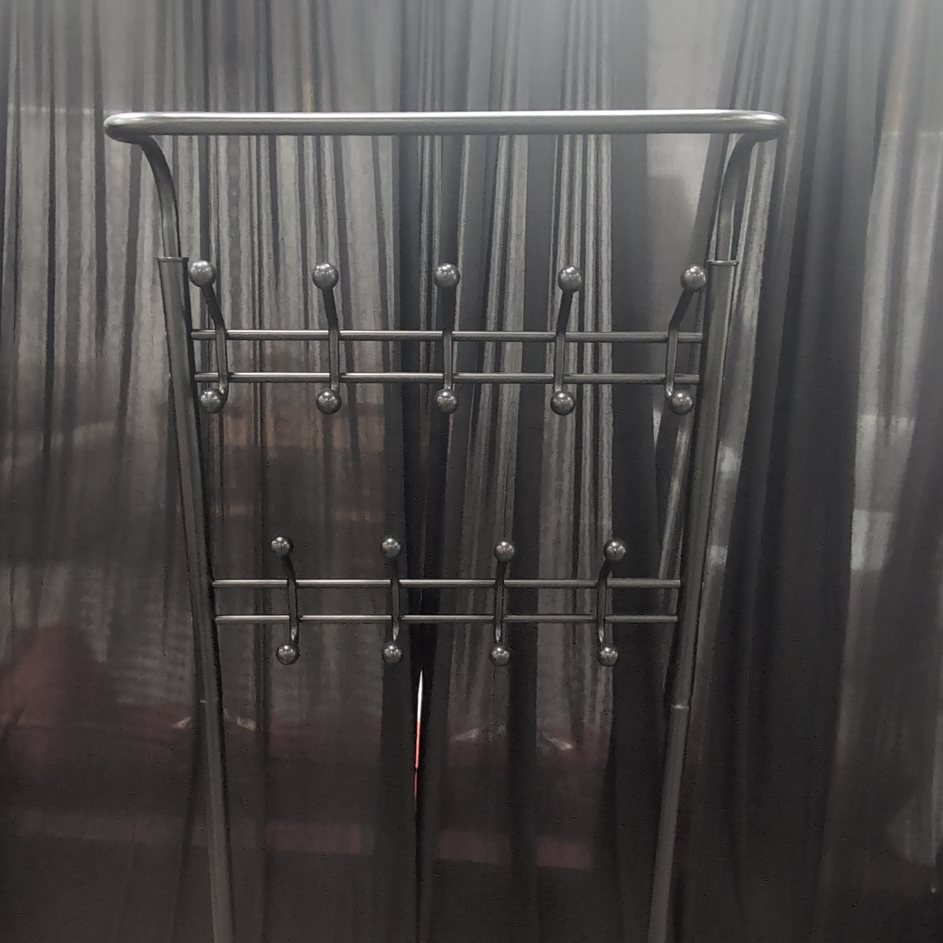 Black Metal Entryway Coat Rack with Shoe Storage