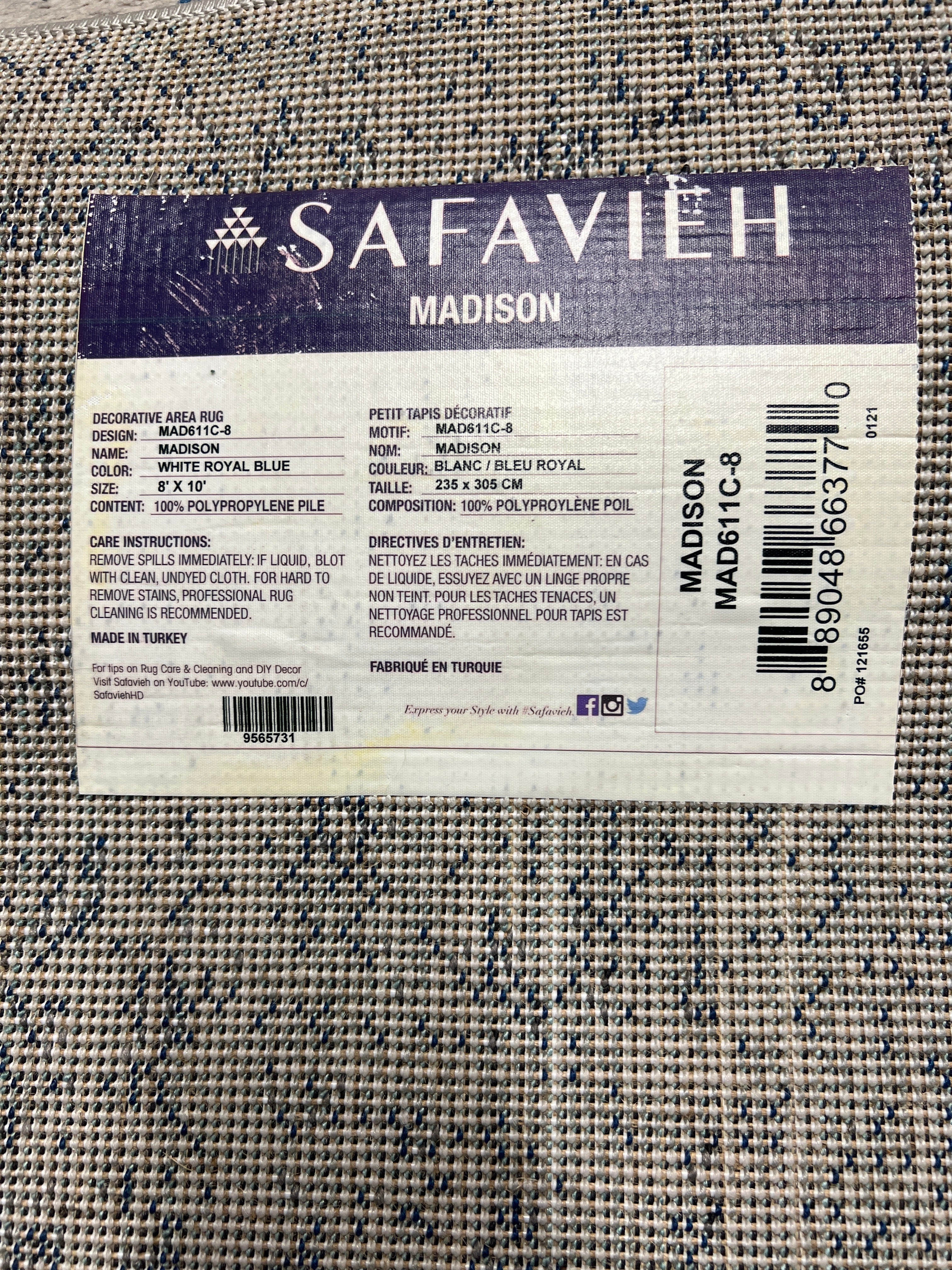 SAFAVIEH Madison Area Royal Blue Rug 8 x 10