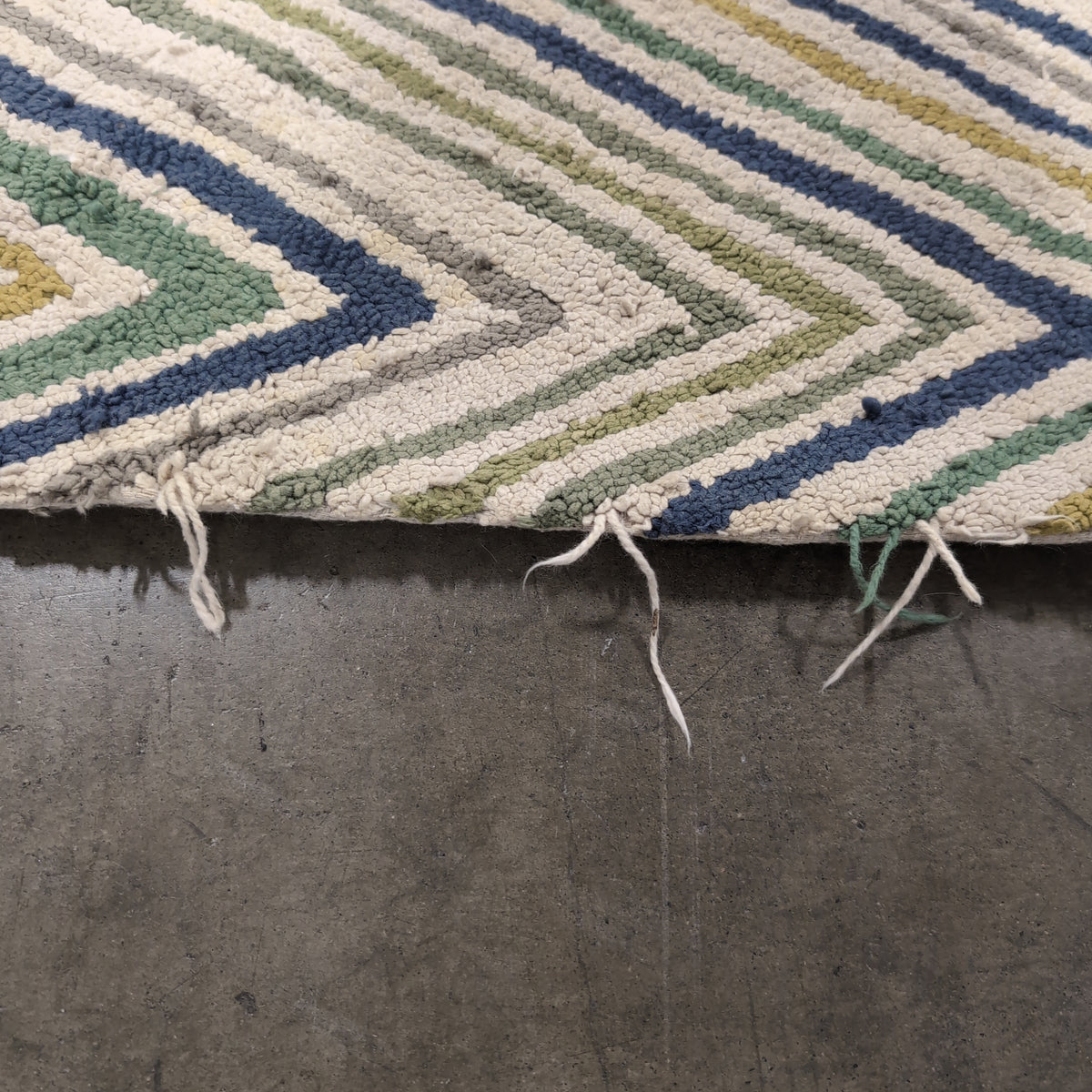 Cream Blue Green Chevron Area Rug