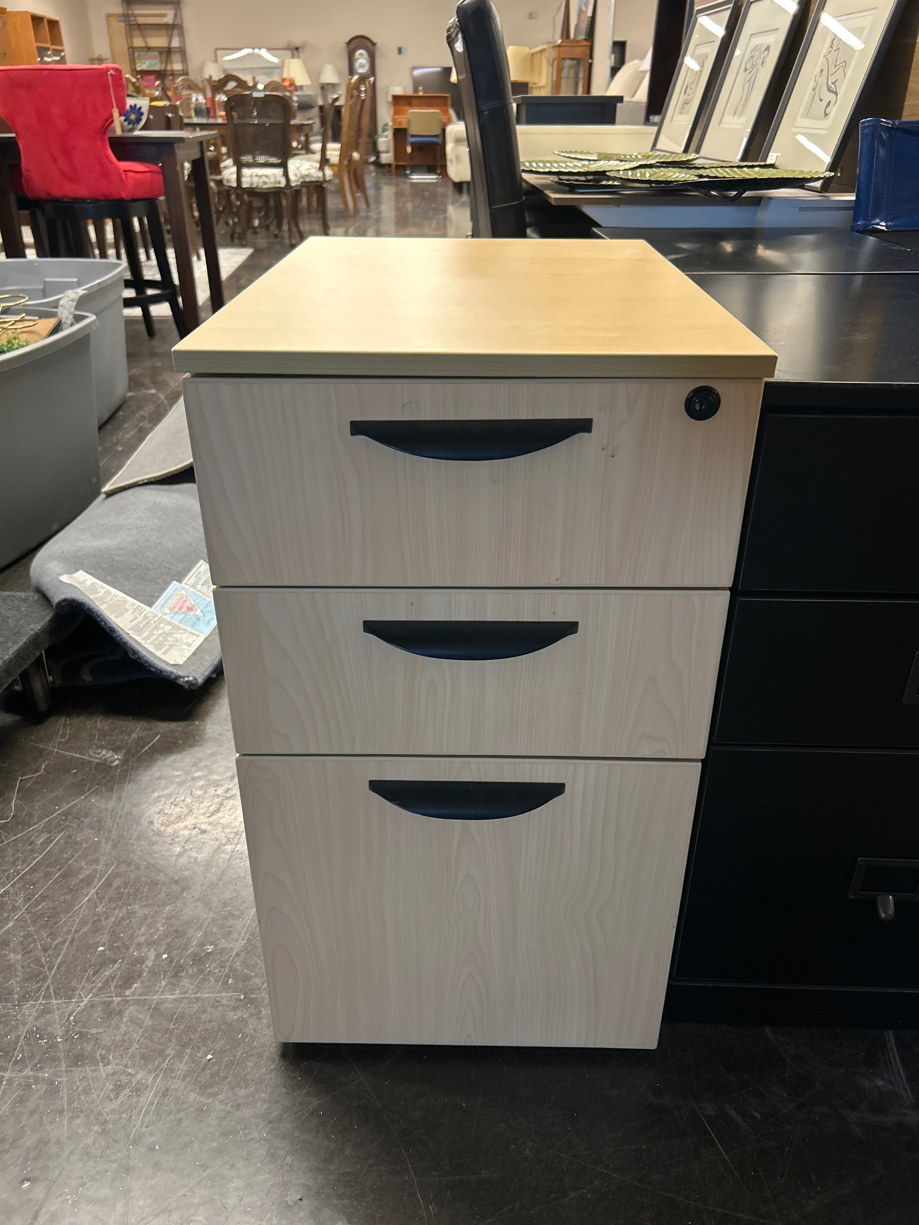 Tan 3 Drawer Cabinet