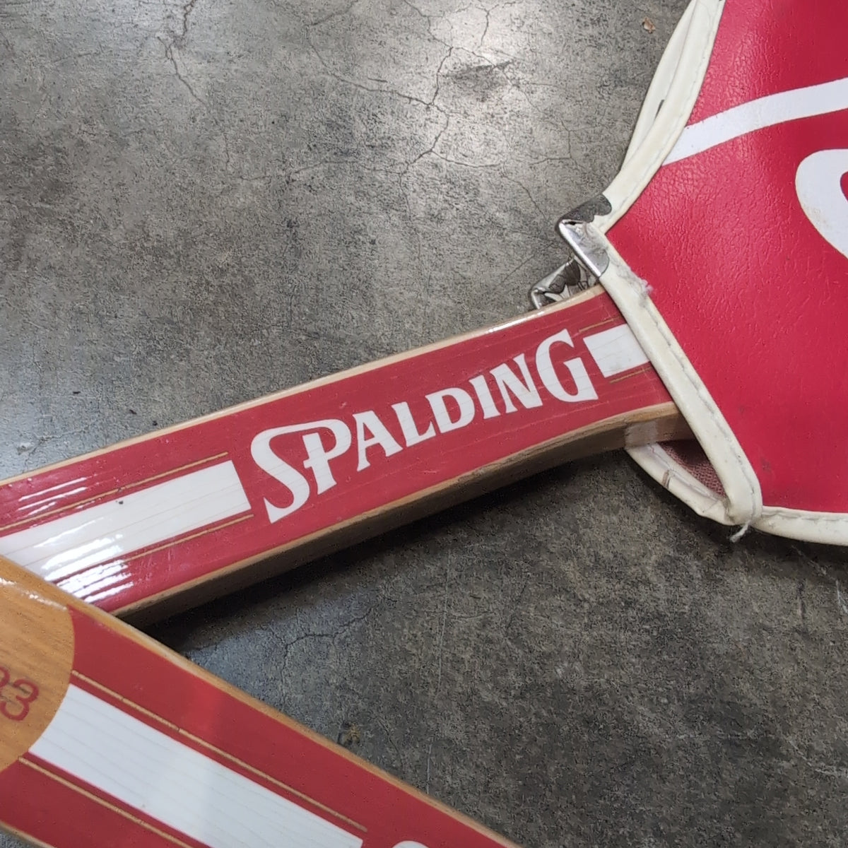 Spalding Vintage Red and White Paddles with Perforated Grips