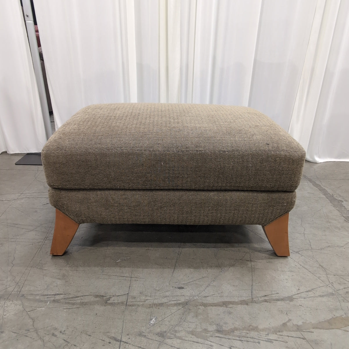 Taupe Textured Fabric Rolled Arm Armchair with Matching Ottoman