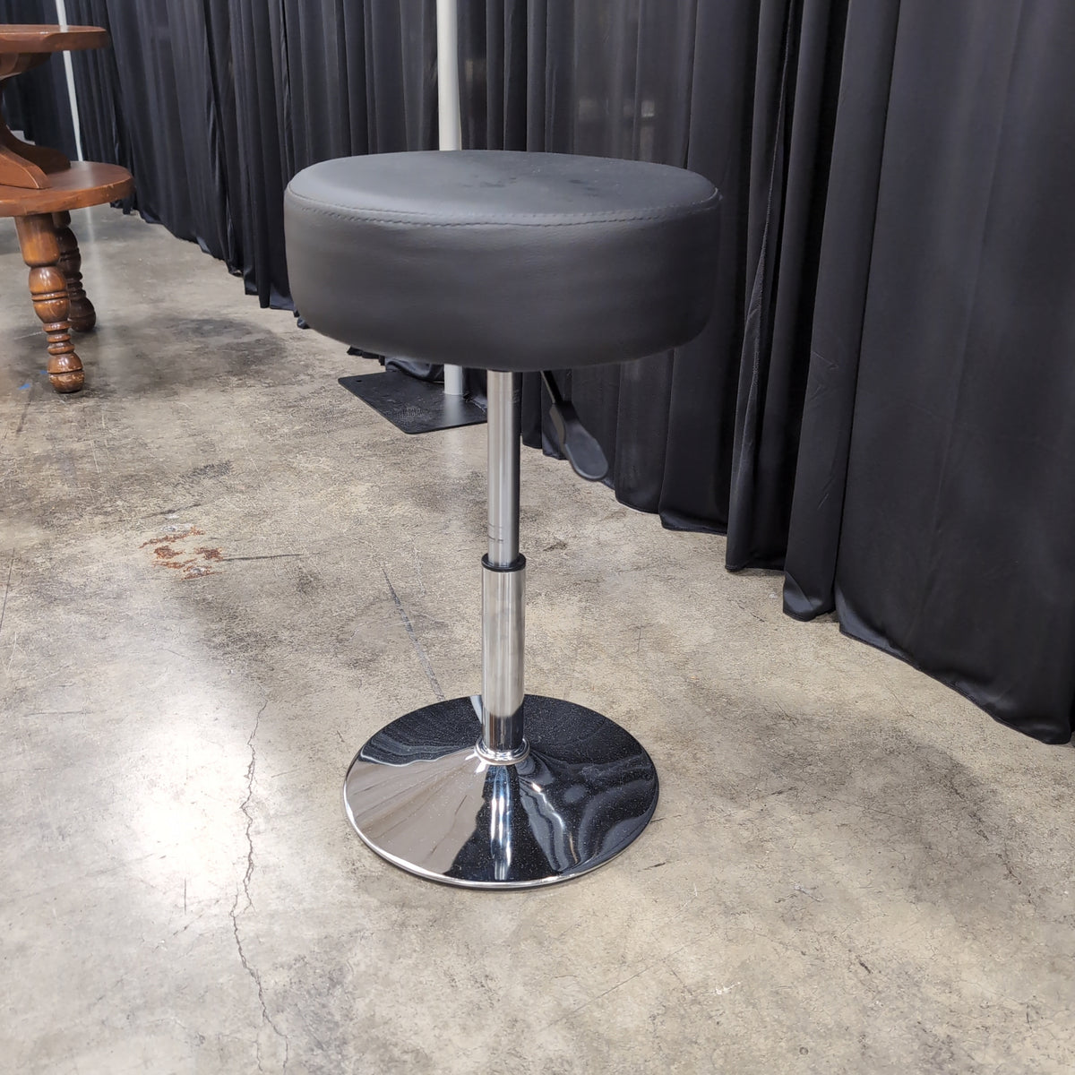 Modern Black Upholstered Adjustable Bar Stool with Chrome Base
