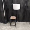 Industrial Style Black Metal Floor Lamp with Wood Table