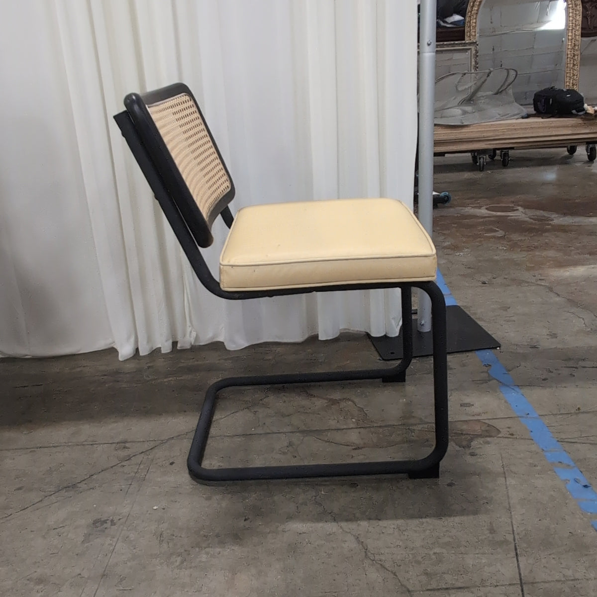 Black Metal Frame Dining Chair with Cane Back