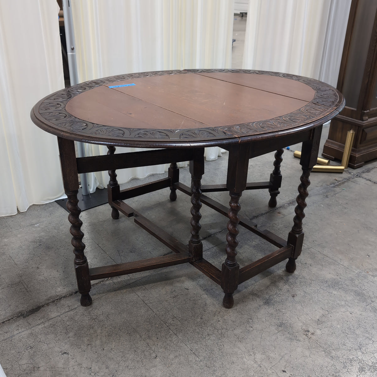 Dark Wood Barley Twist Gateleg Dining Table