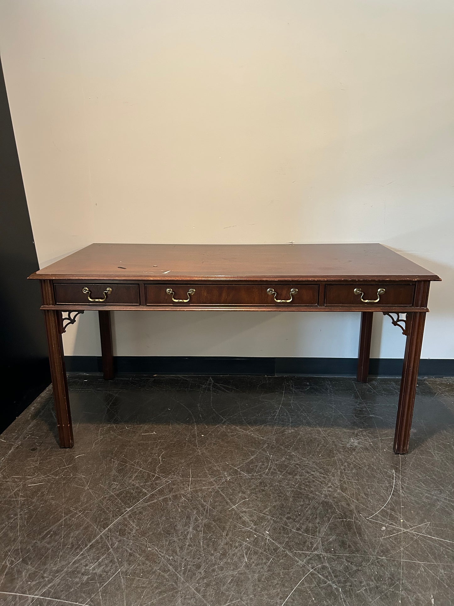 National Mt. Airy Traditional Writing Desk – Solid Wood, Three Drawers
