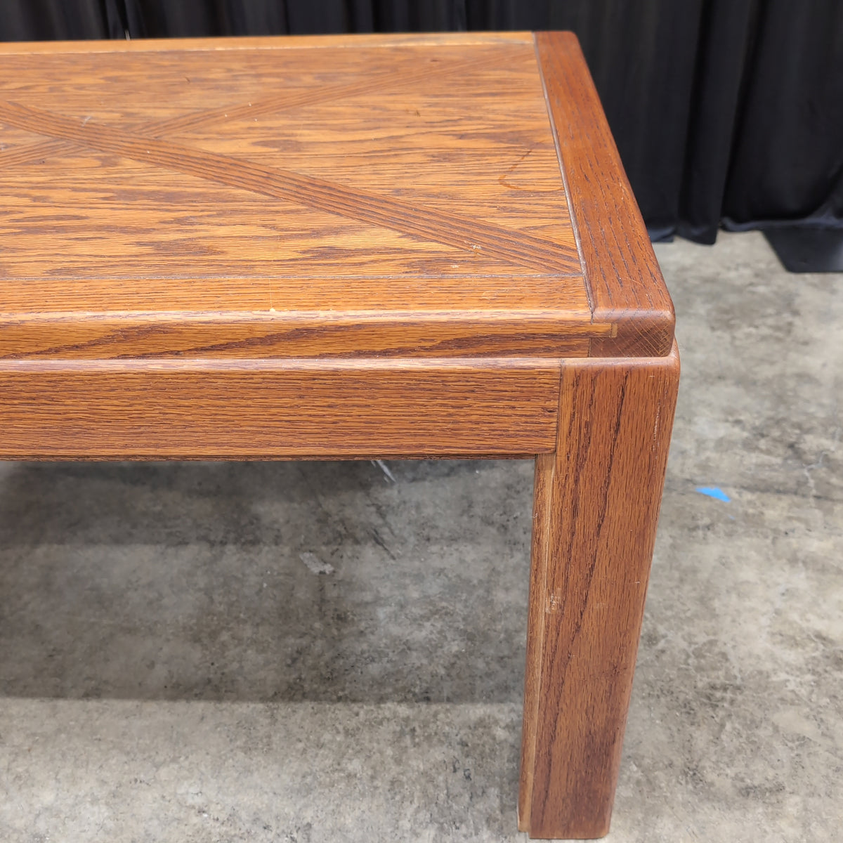 Brown Wood End Table with Geometric Top