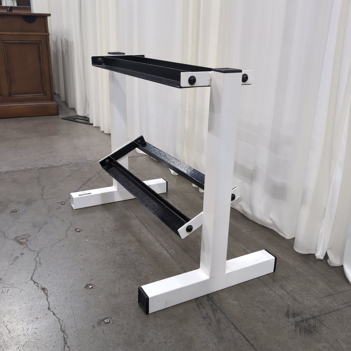 Minimalist White and Black Metal TV Stand