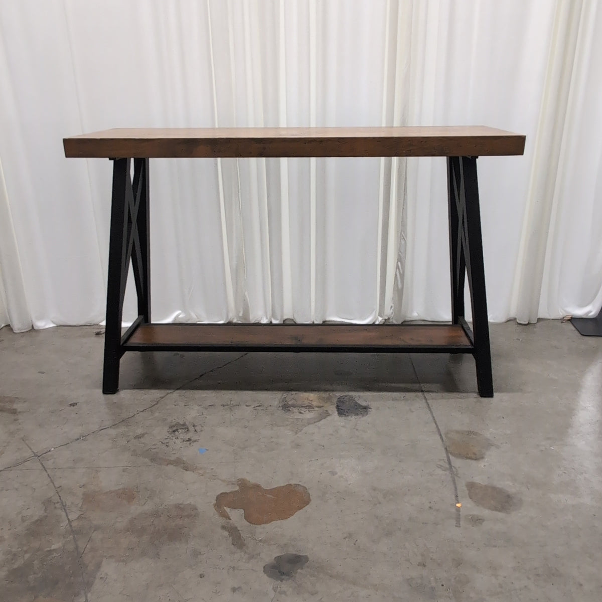 Industrial Style Wood and Metal Bench