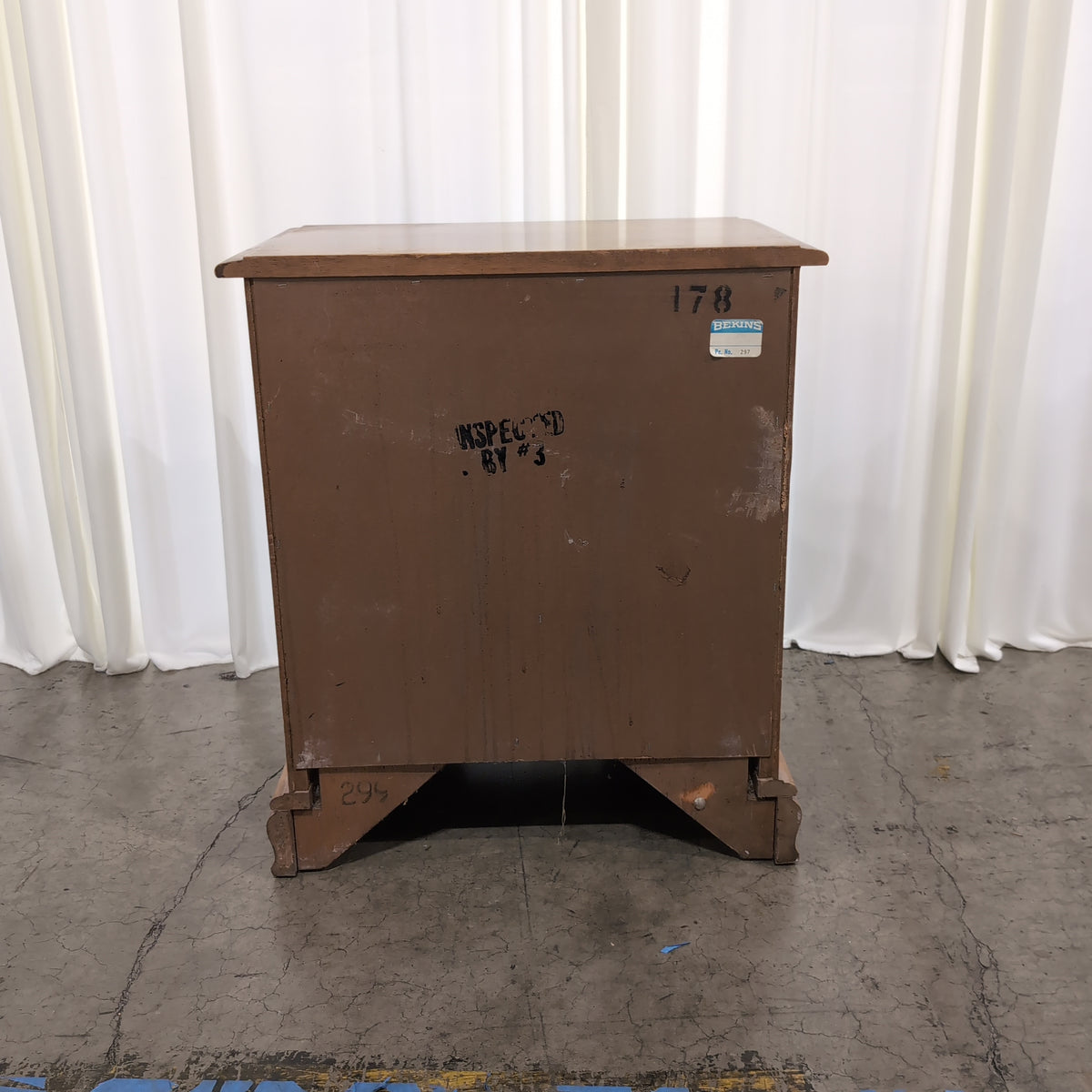Traditional Brown Wood Nightstand with Three Drawers