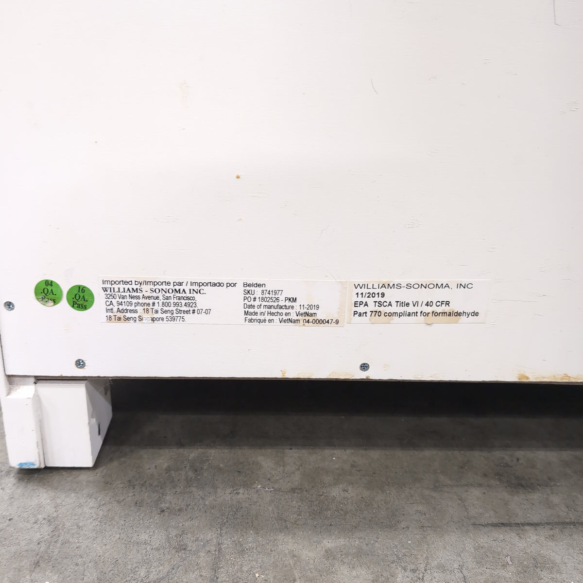 White Two-Drawer Nightstand with Metal Pulls