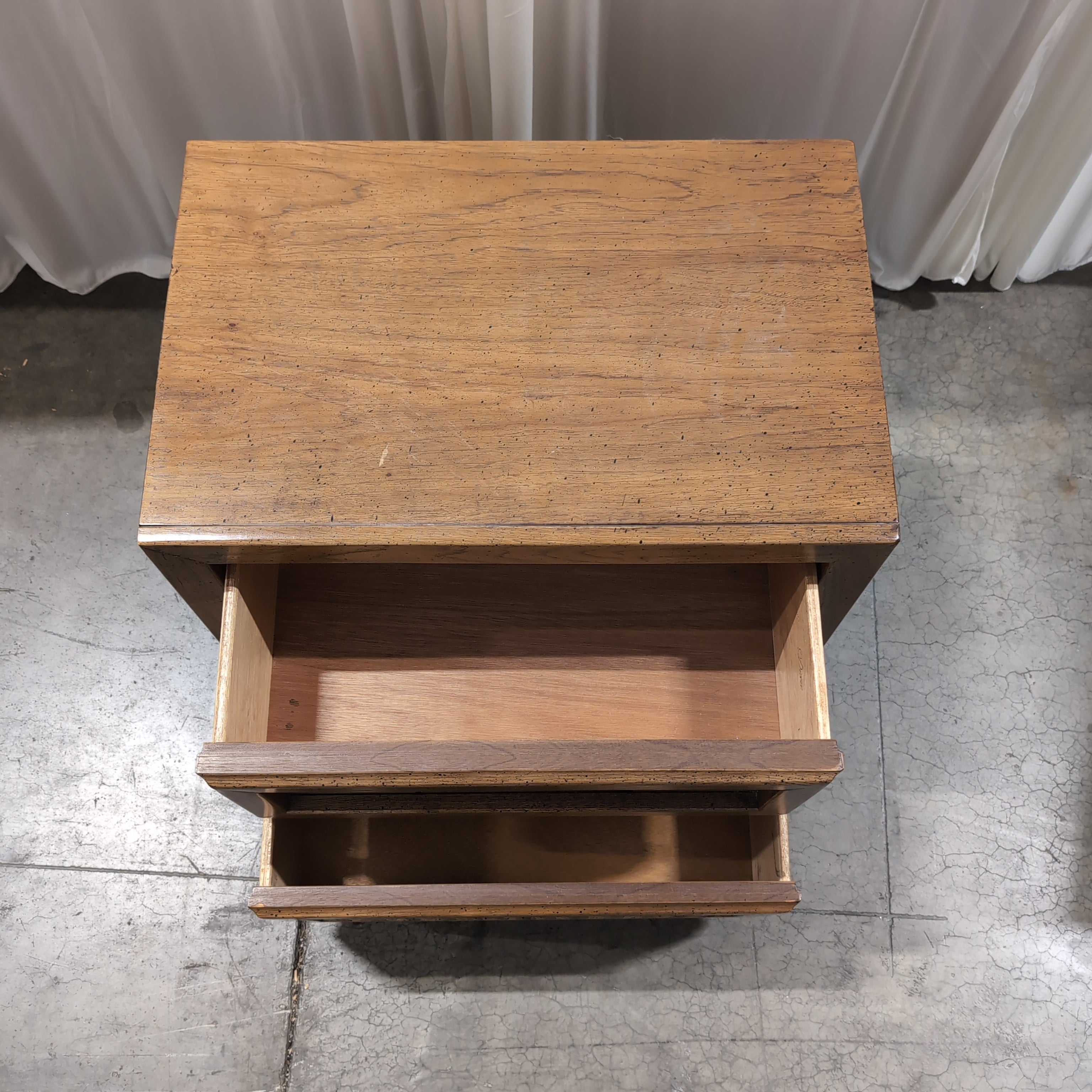 Medium Brown Wood Two-Drawer Nightstand