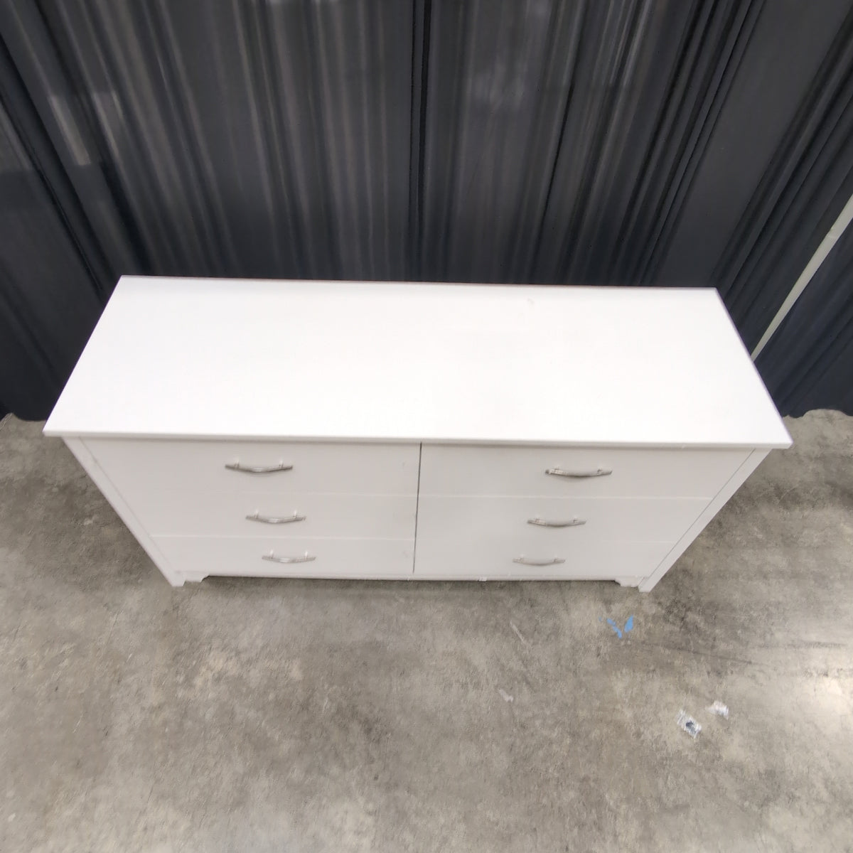 White Five-Drawer Dresser with Curved Handles