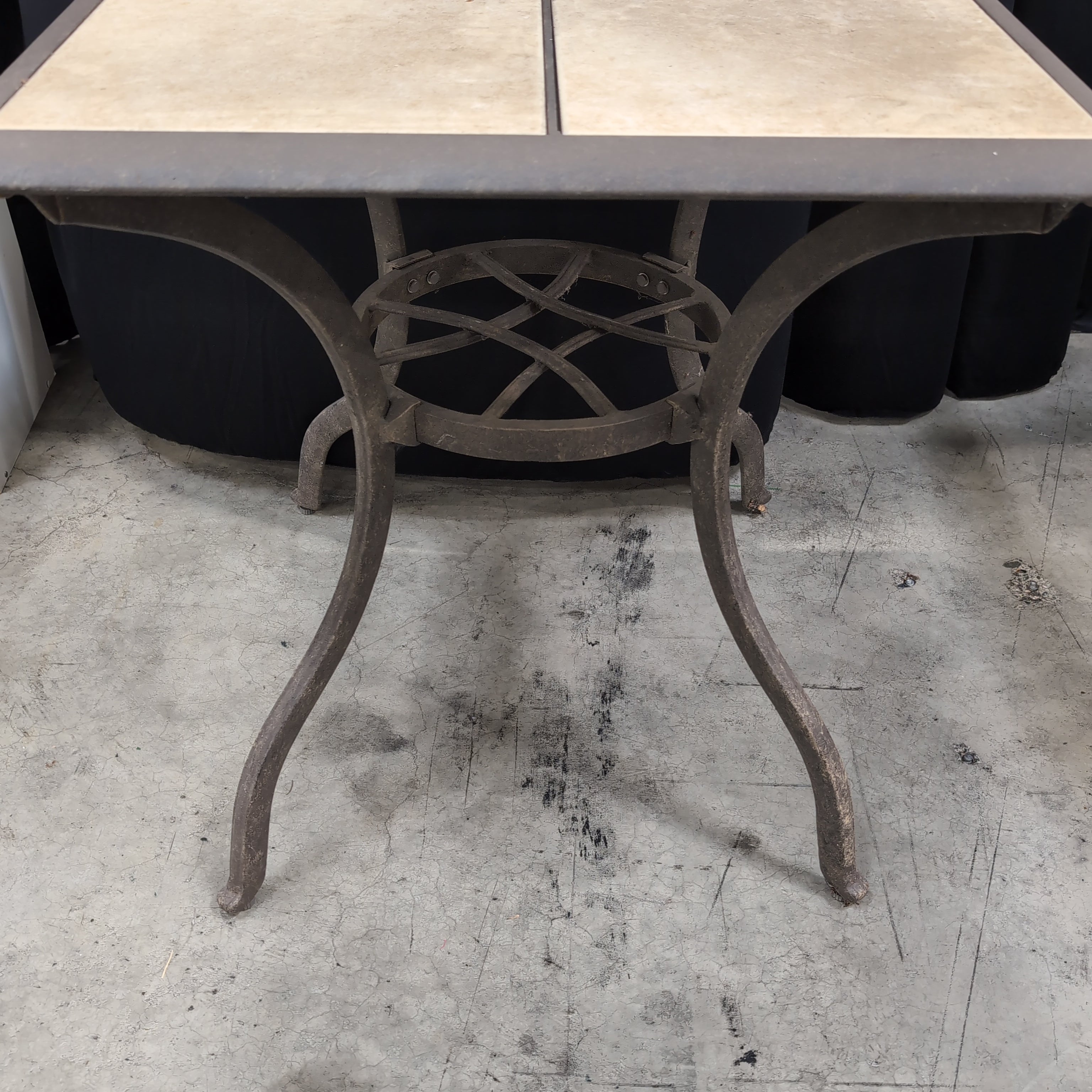 Square Tile Top Outdoor Table with Metal Base