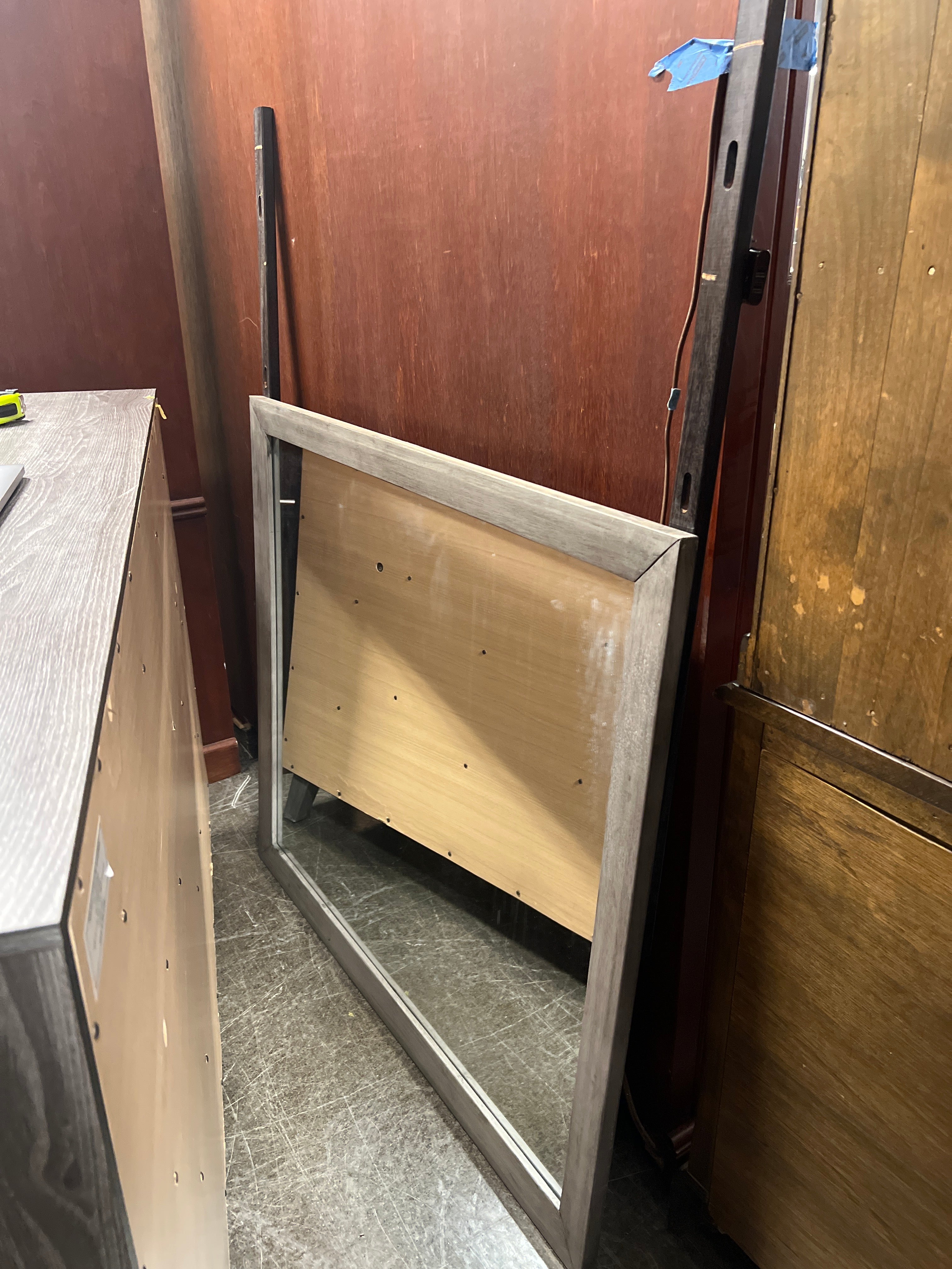 Mid-Century Modern Gray Dresser with Mirror
