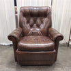 Brown Tufted Leather Recliner with Rolled Arms