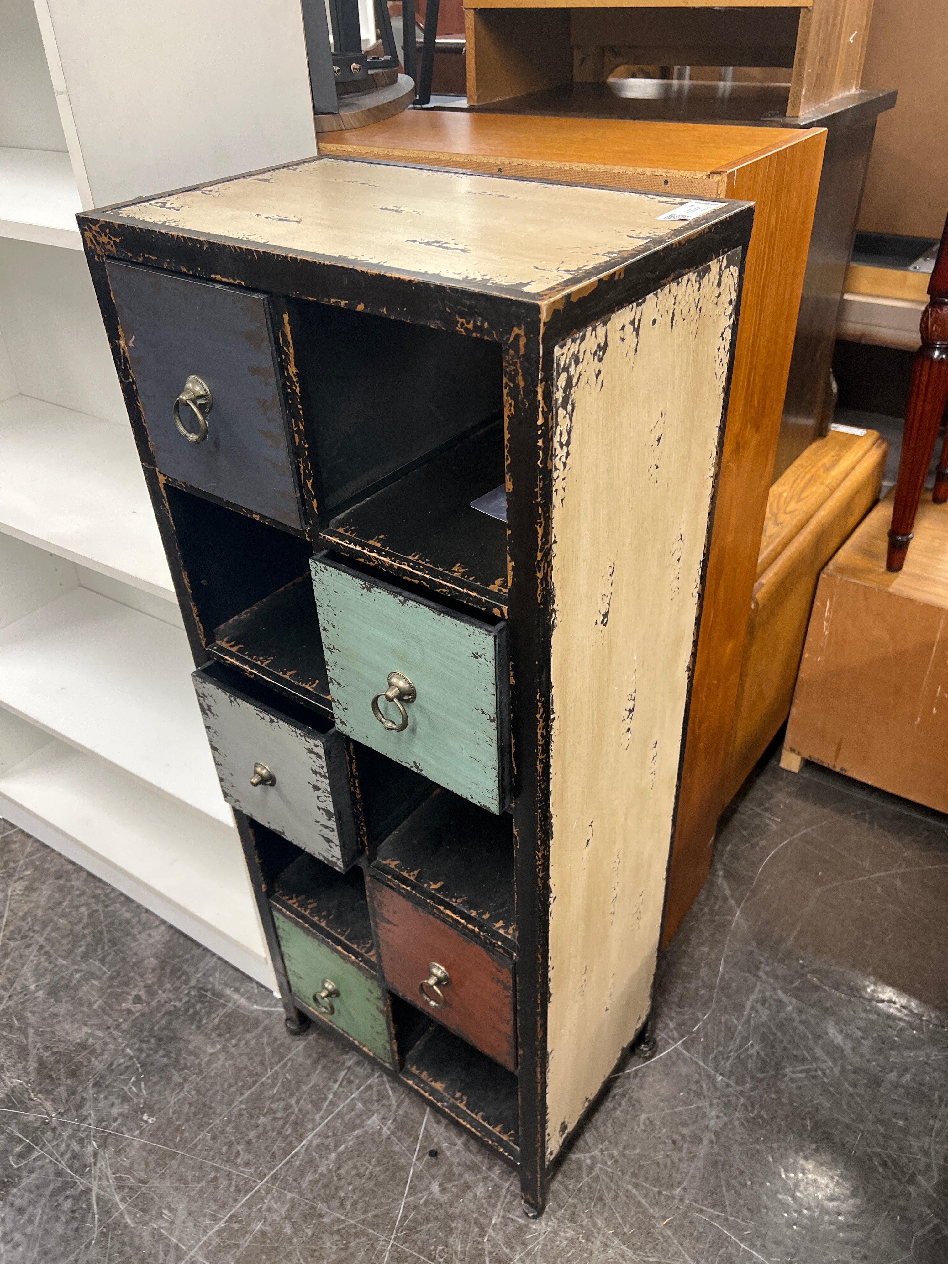 Vintage-Inspired Distressed Multi-Drawer Cabinet
