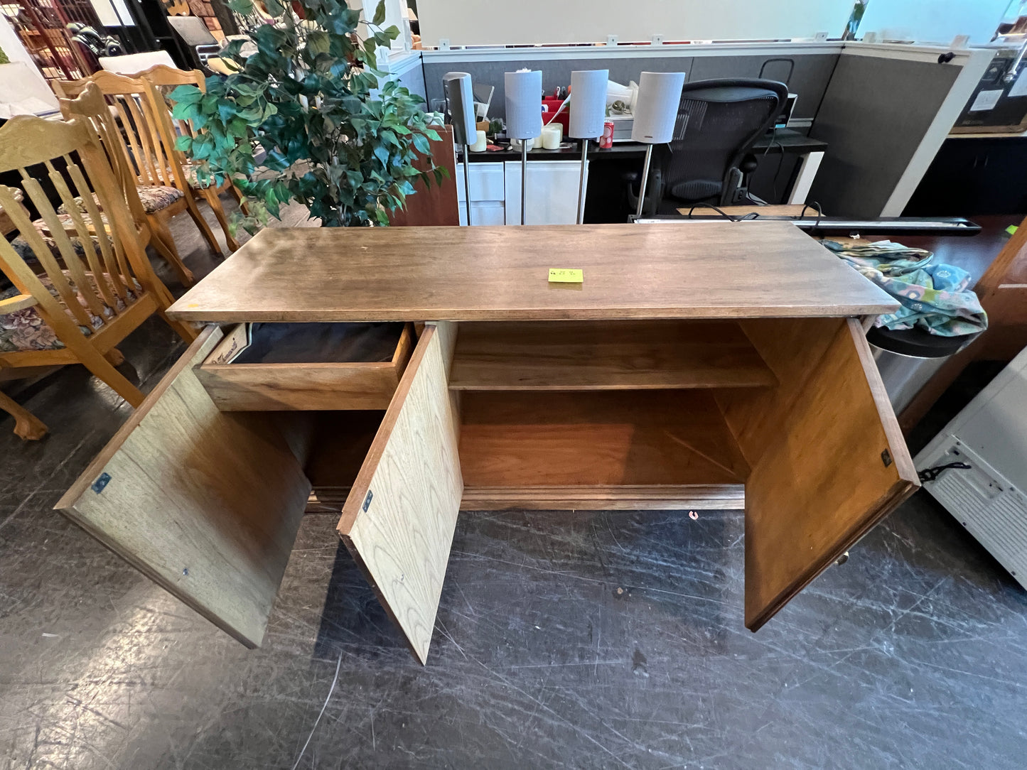 Small Wood Sideboard with Wood Grain Detail