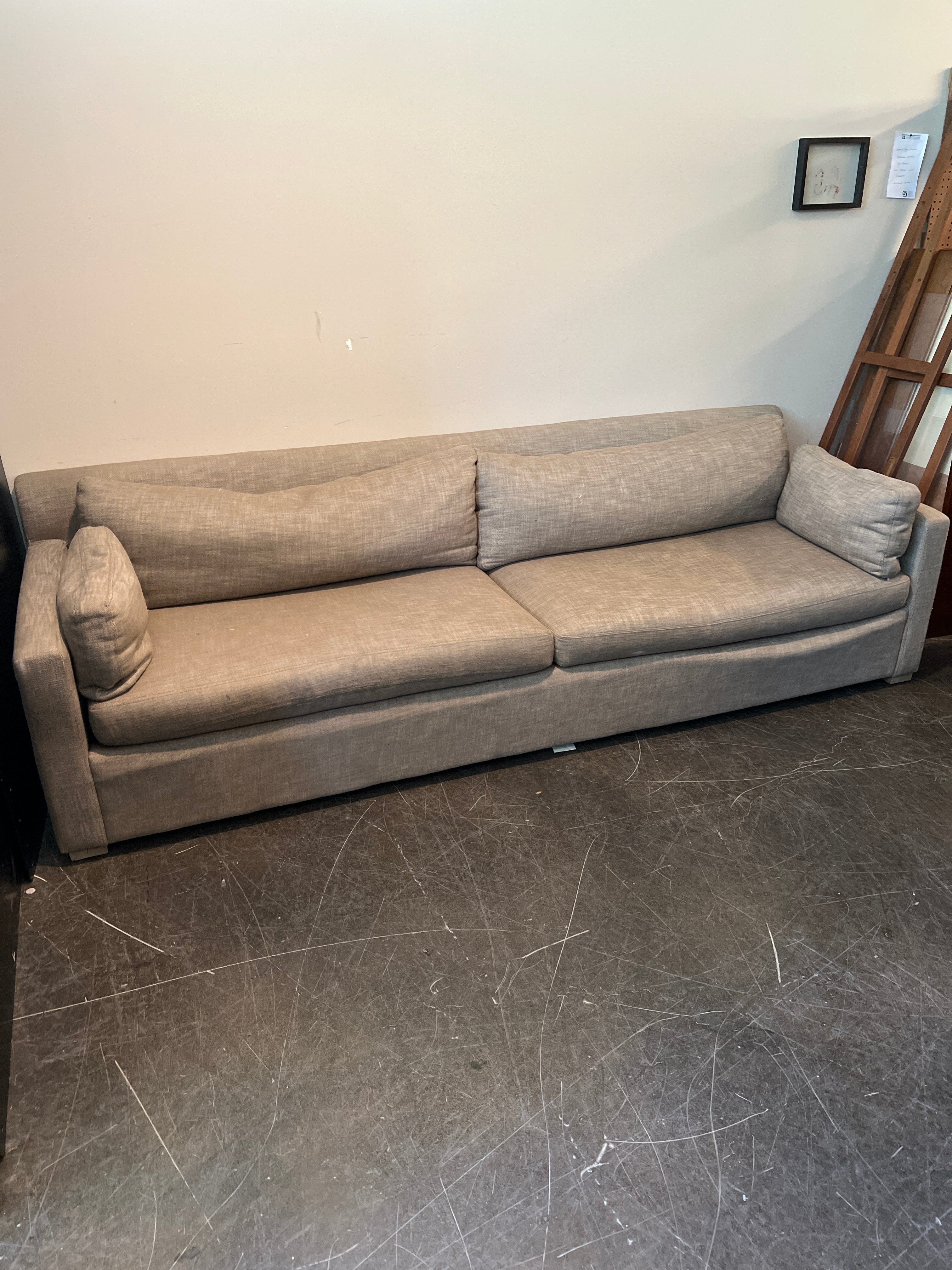 Sturdy Restoration Hardware Sofa: Neutral Linen Fabric in Good Condition