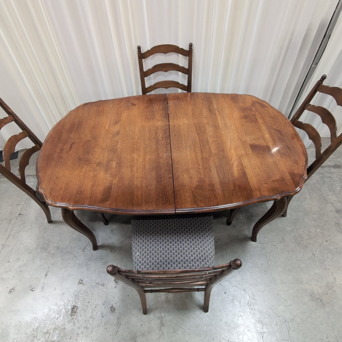 Traditional Wood Dining Table with Ladder Back Chairs