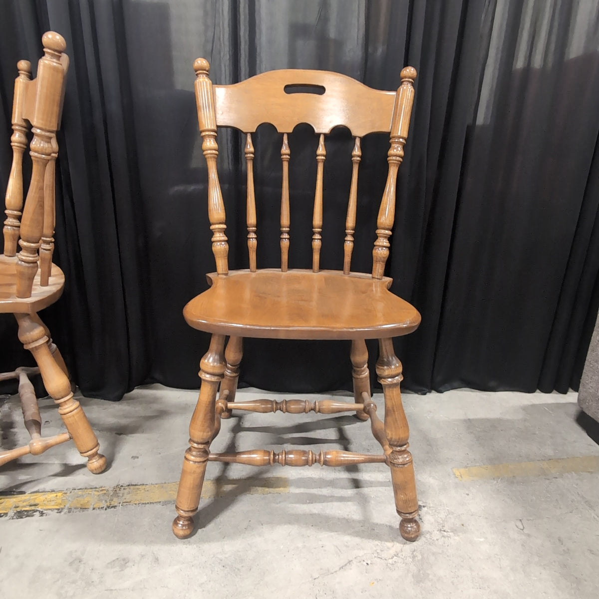 Light Wood Drop Leaf Dining Table and Six Chairs