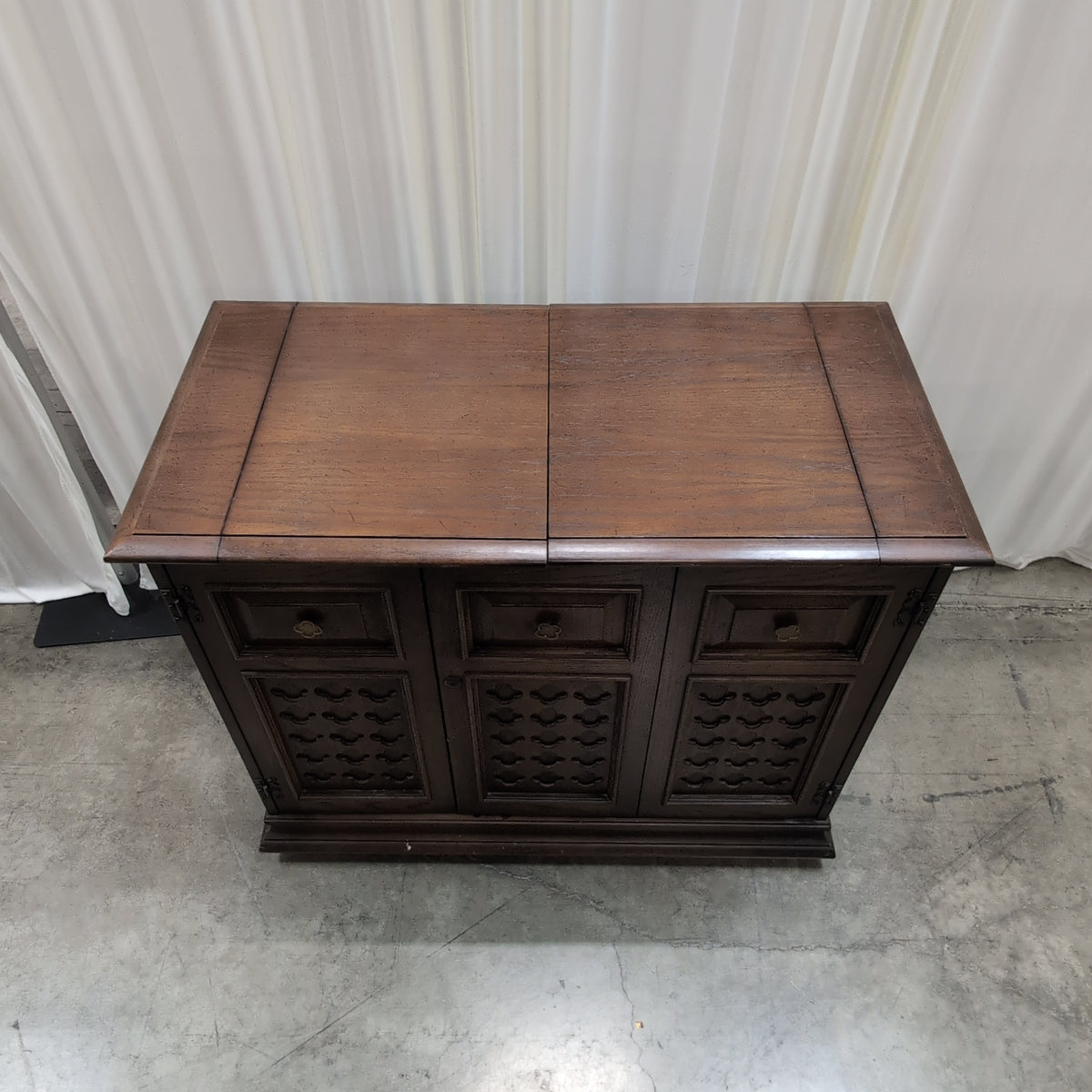 Brown Wood Traditional Buffet with Carved Doors
