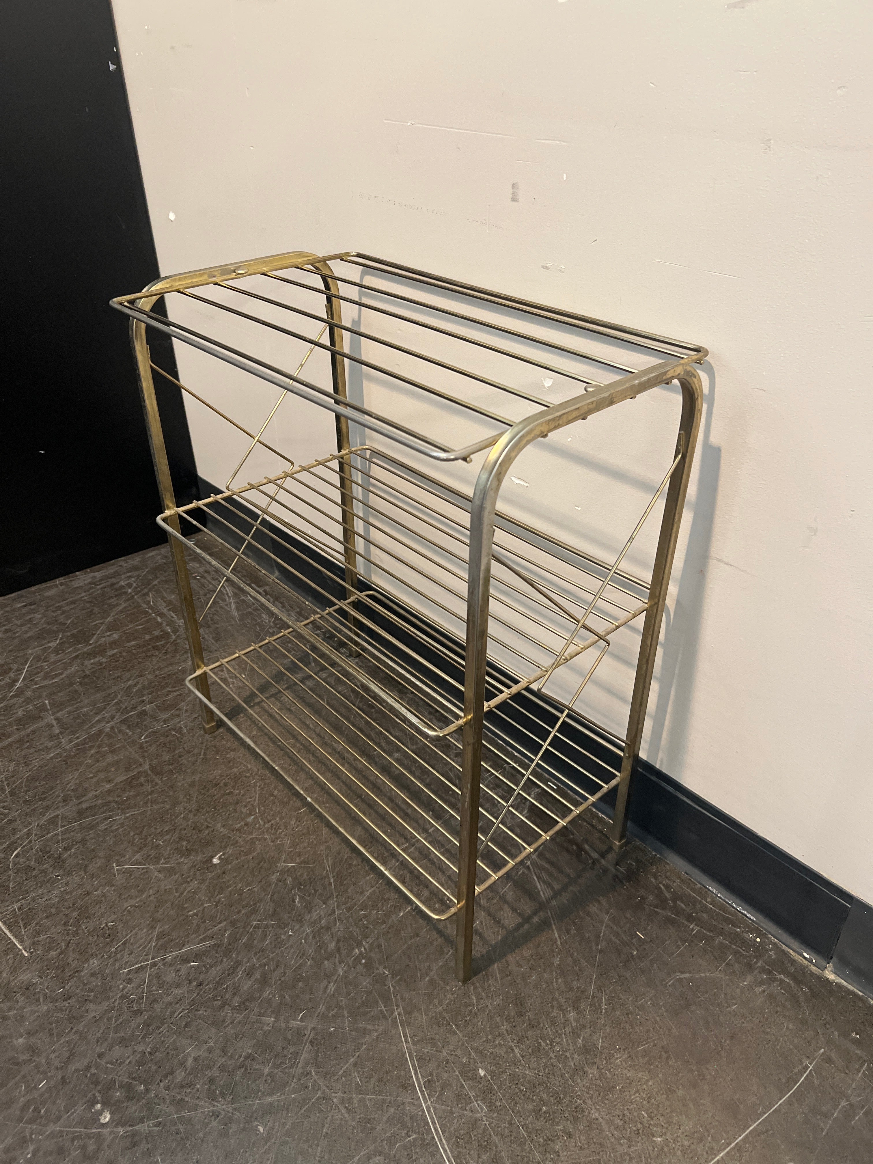 AVALADI Gold Metal Three-Tier Shoe Rack