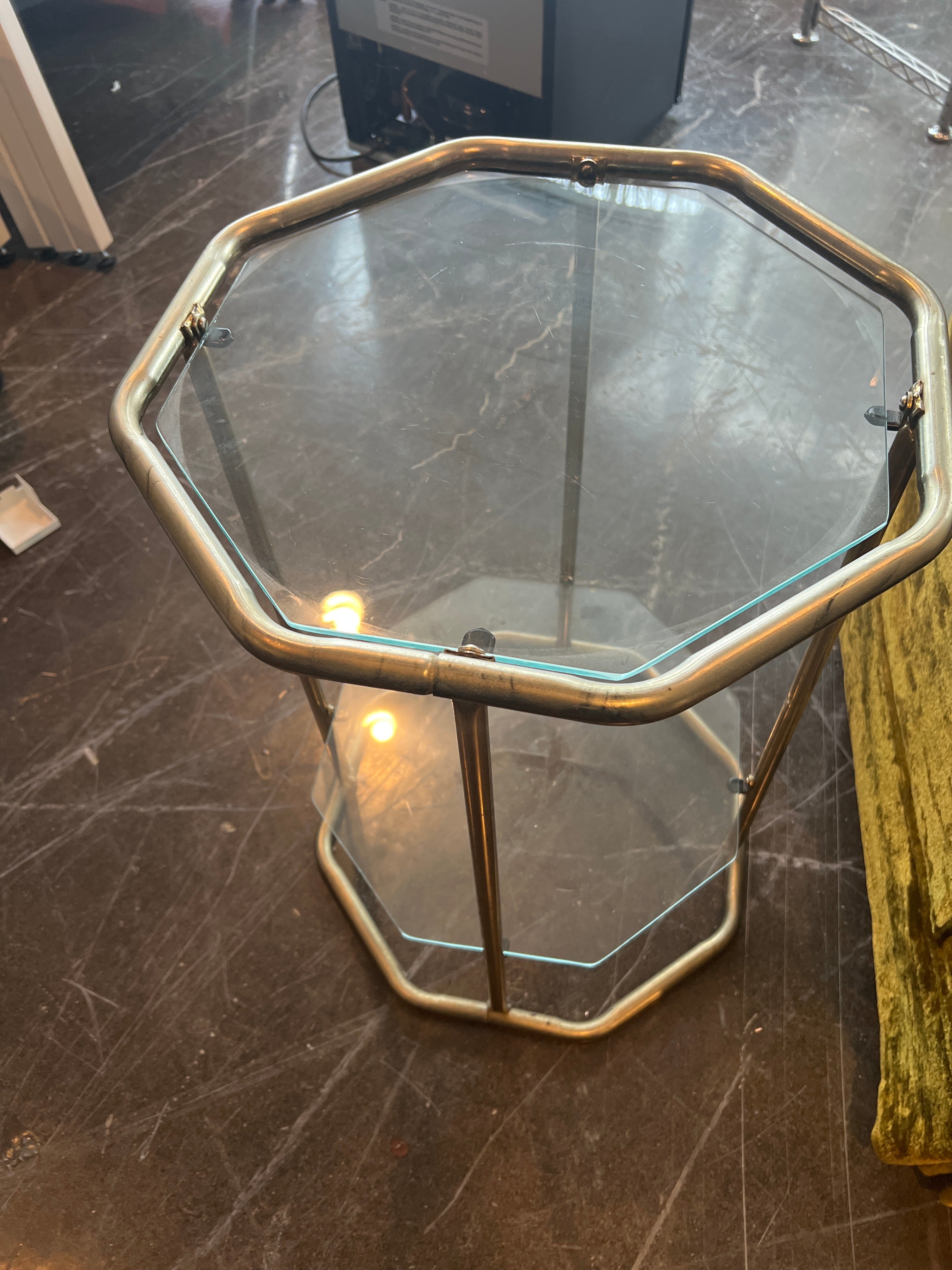 Hexagon glass side table/plant stand