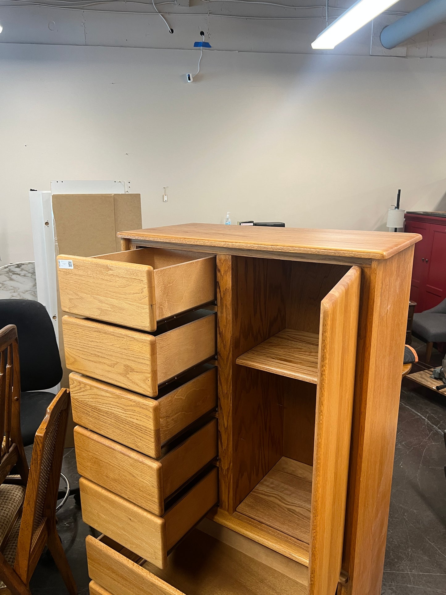 Oak Armoire with 7 Drawers