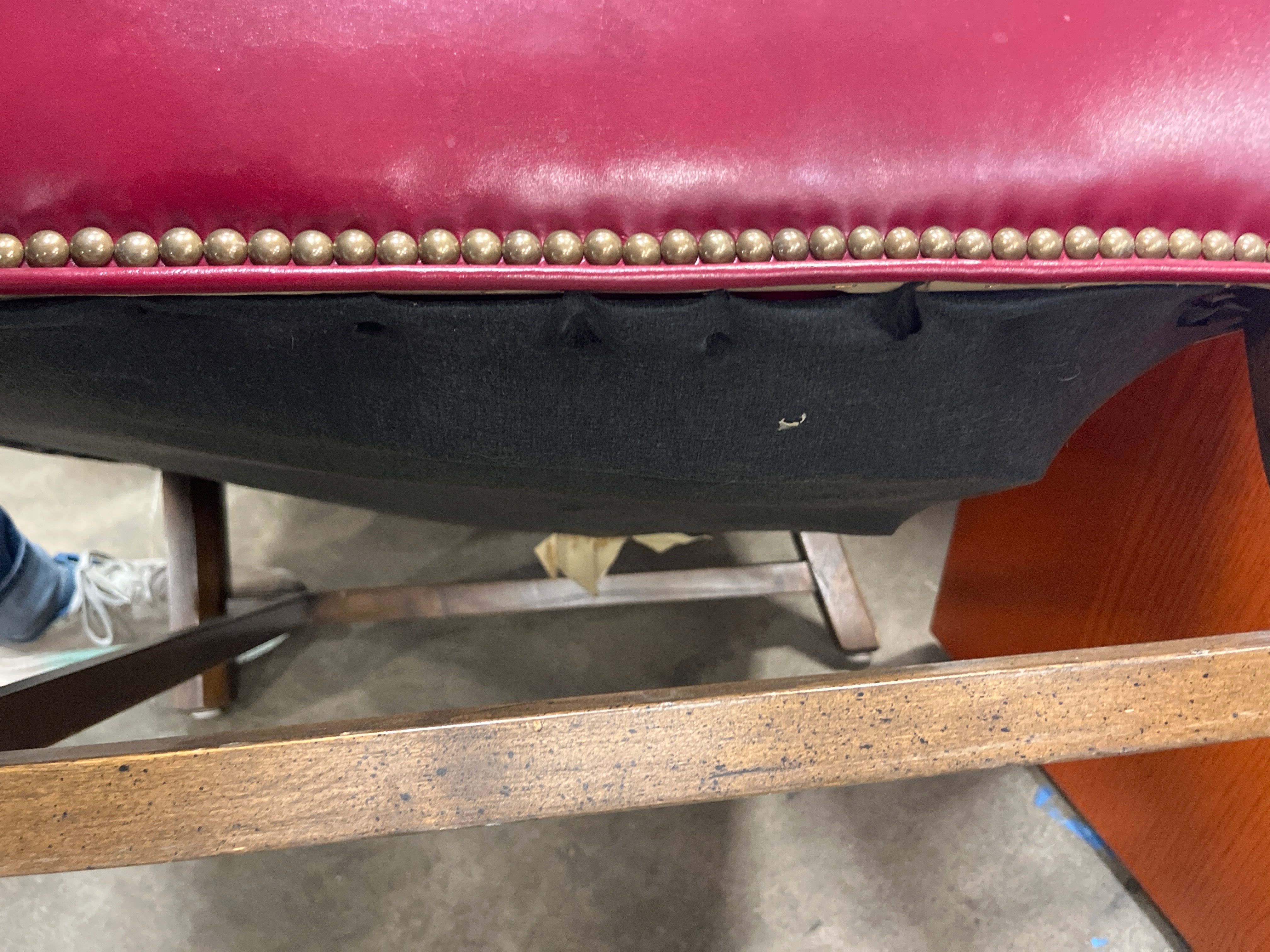 Warehouse Sale - Ethan Allen Crimson Leather Wingback Chair - Broken springs needs repair