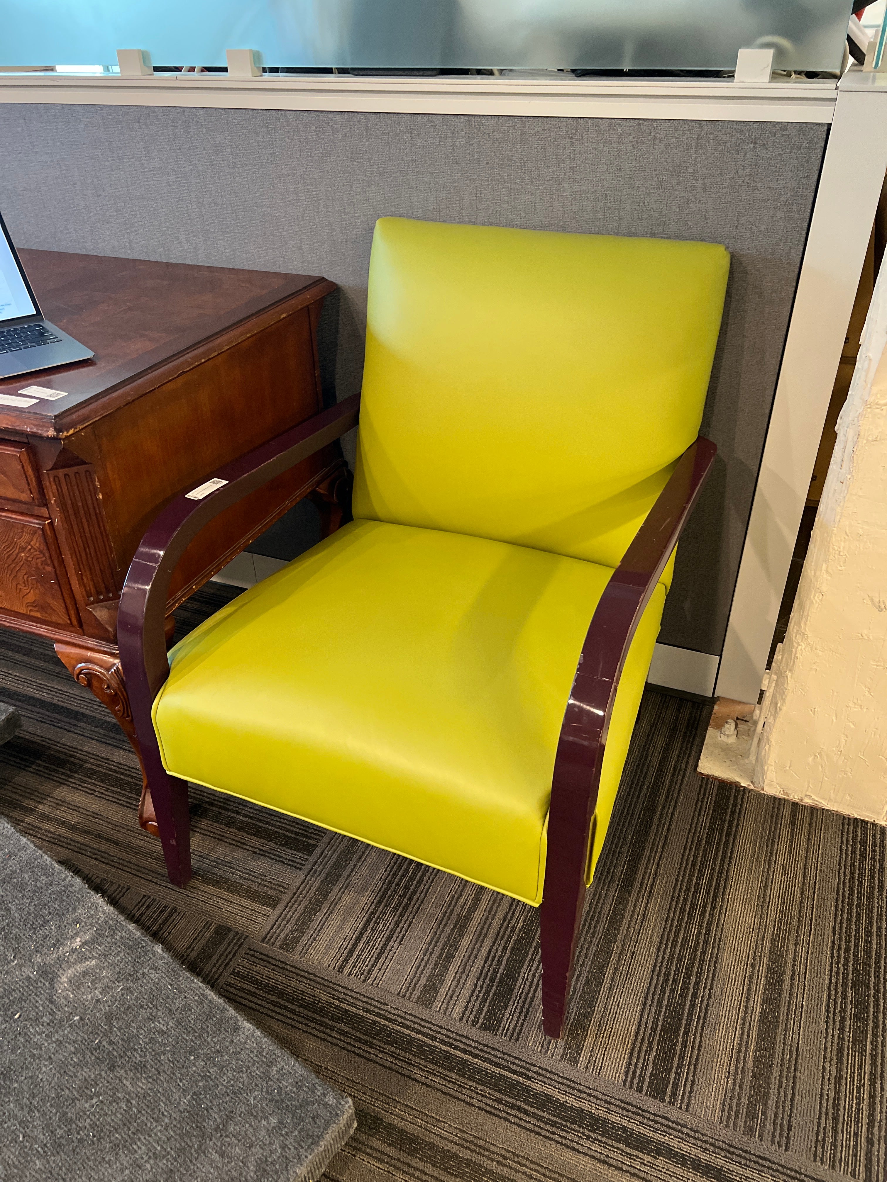 Swaim Green Leather Accent Chair