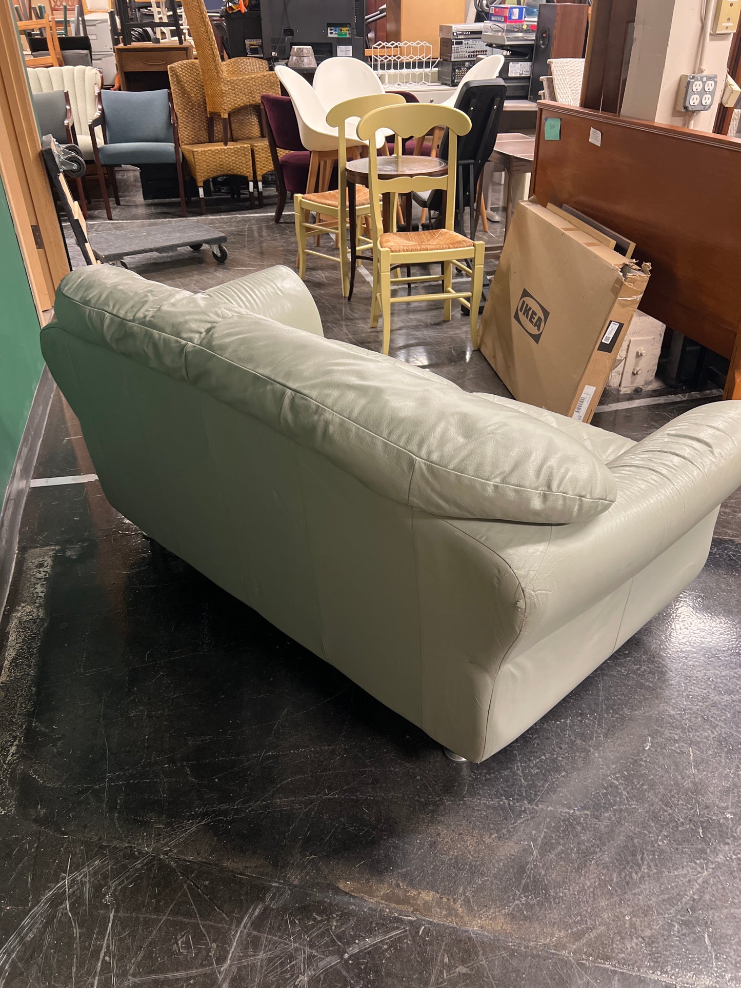 Plush Light Grey Leatherette Sofa