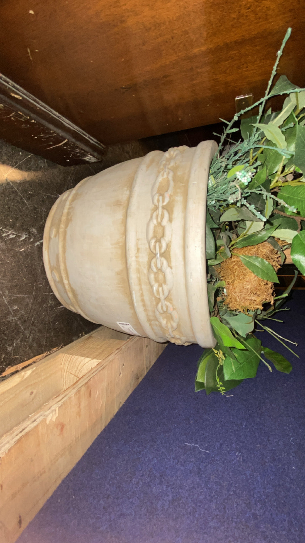 Tall Faux Rubber Tree in Ceramic Planter
