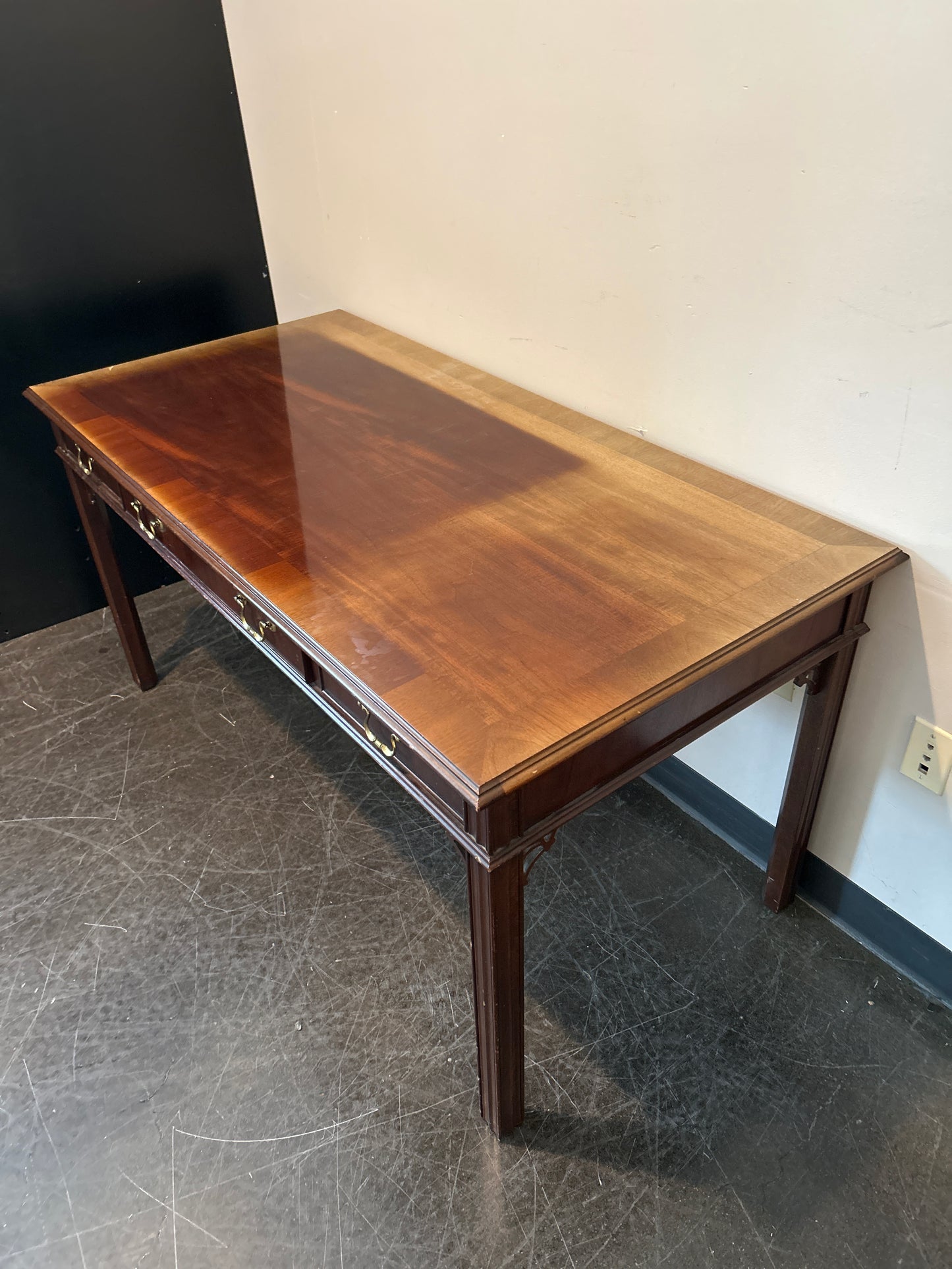 National Mt. Airy Traditional Writing Desk – Solid Wood, Three Drawers
