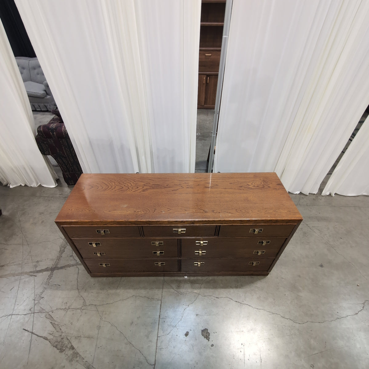 Traditional Brown Wood Dresser with Mirror