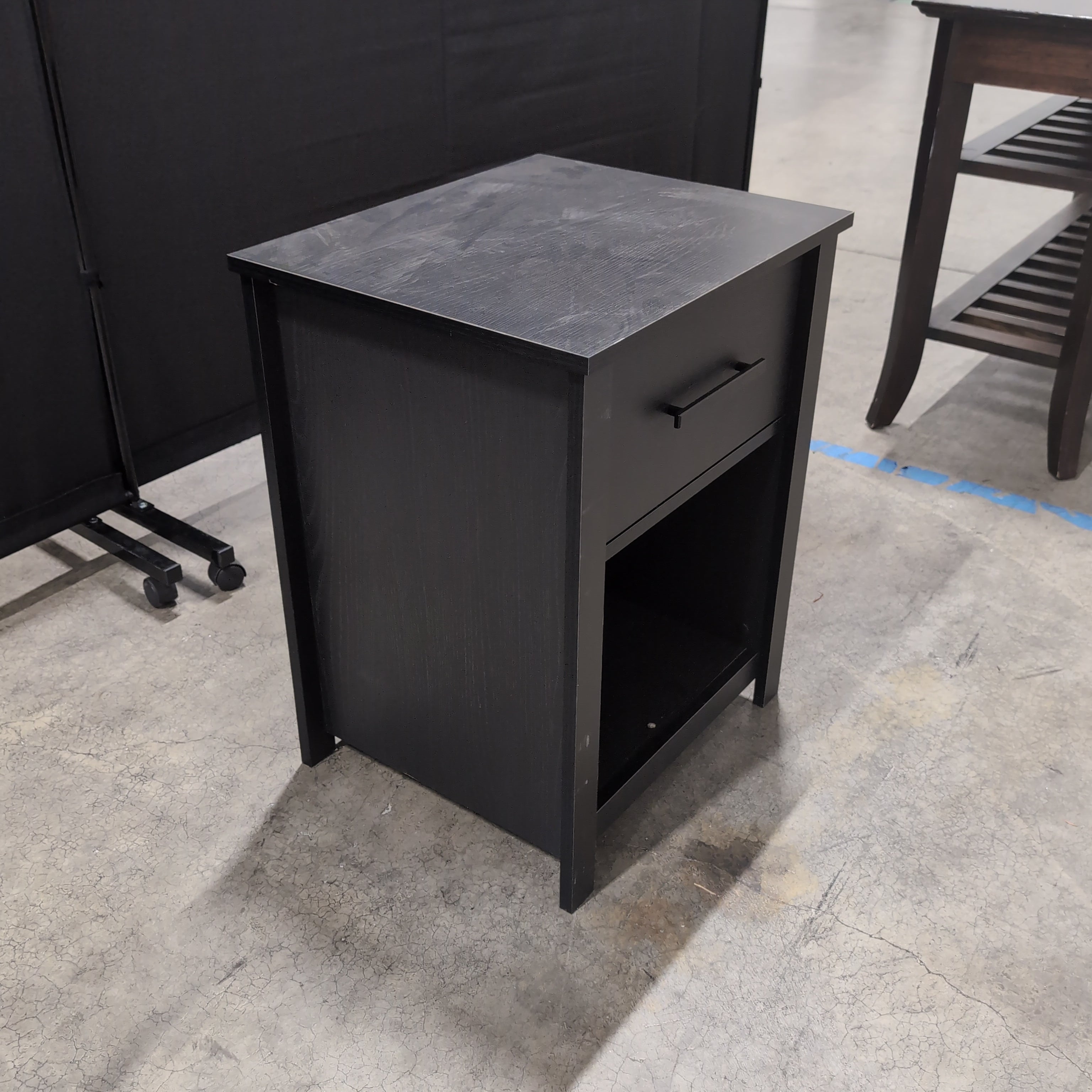 Ameriwood HOME Black Wood Composite Nightstand with Open Shelf