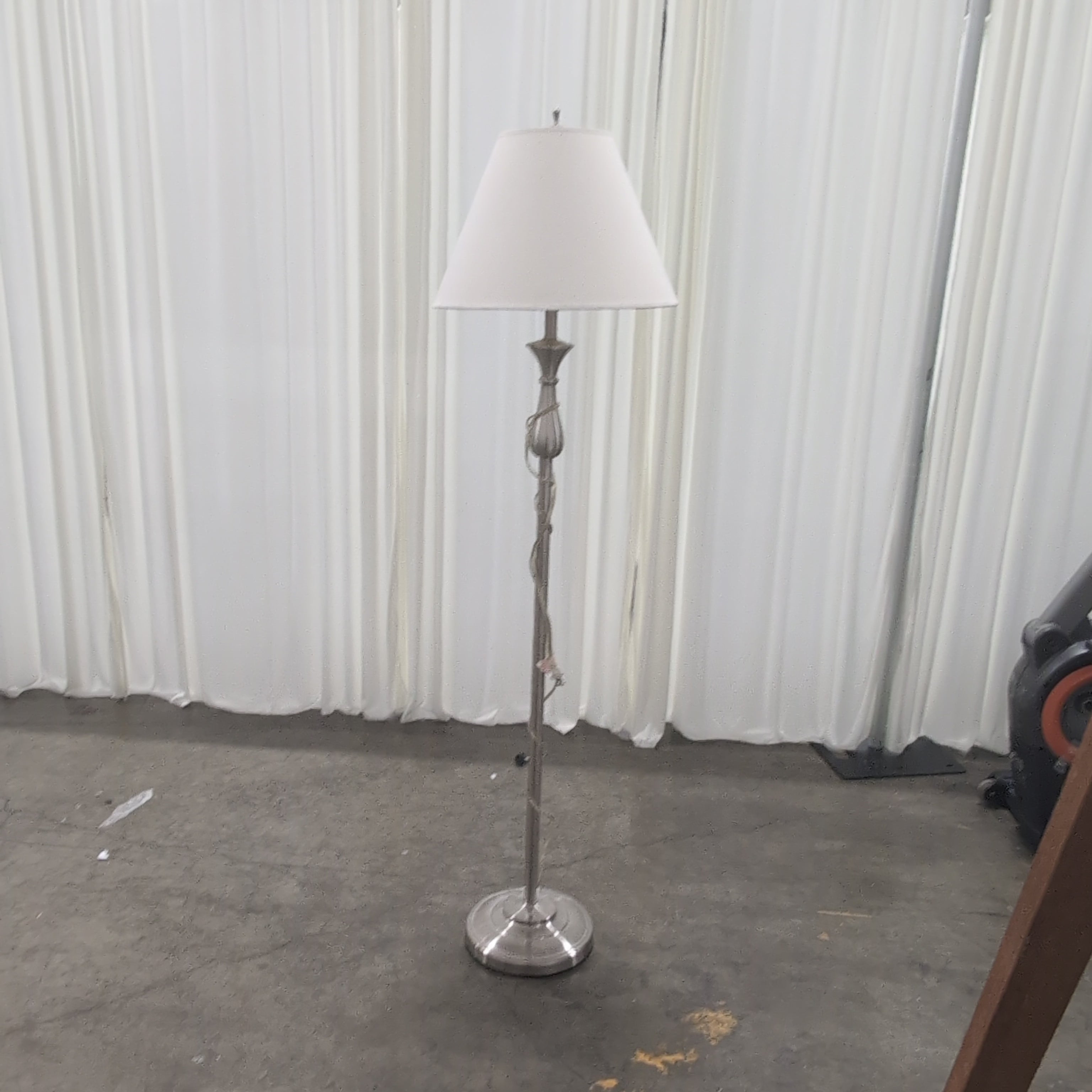Brushed Nickel Decorative Stem Floor Lamp with Tapered Shade