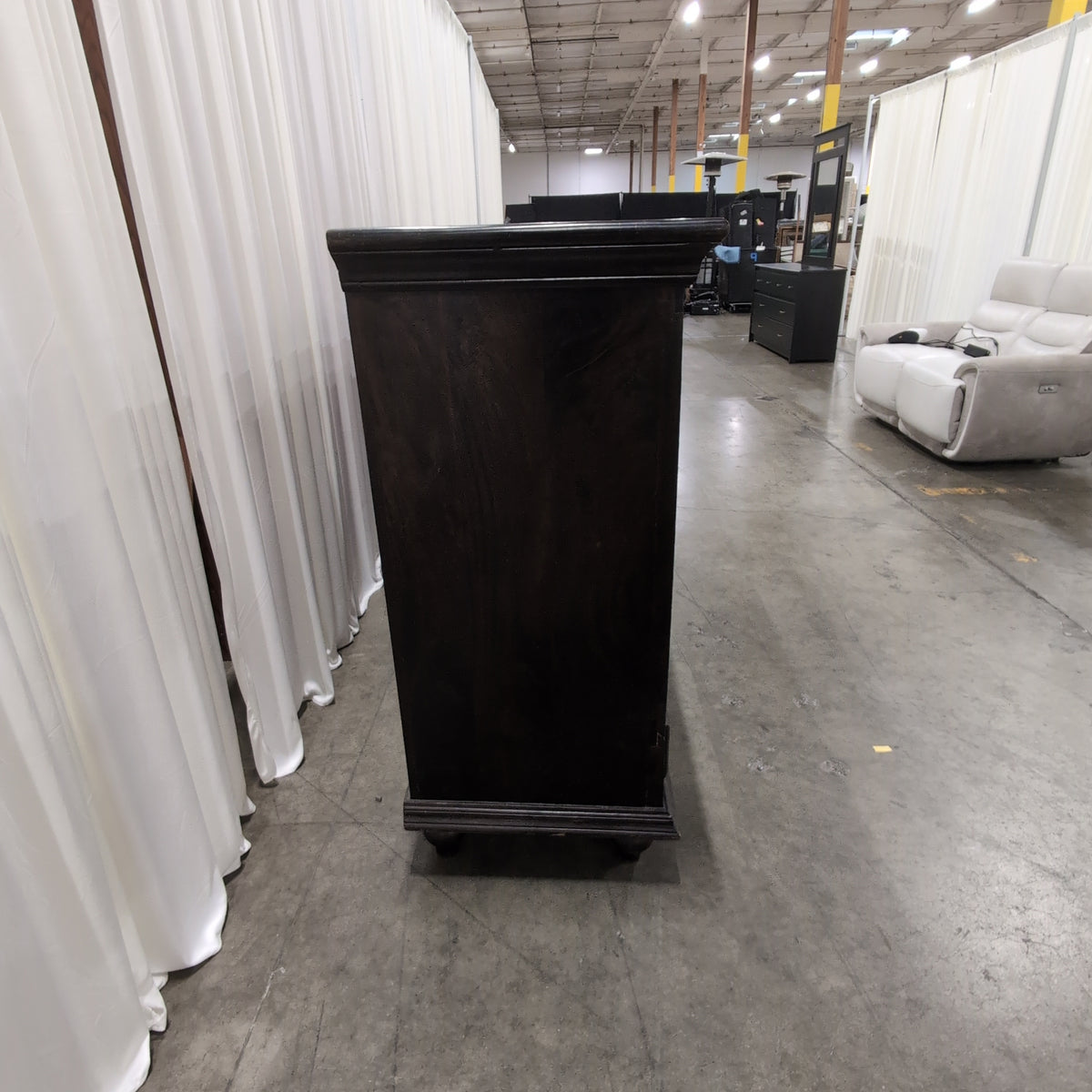 Dark Wood Buffet with Ornate Metal Doors