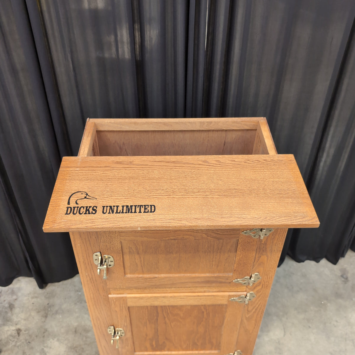 WHITE CLAD Oak Reproduction Icebox with Brass Hardware