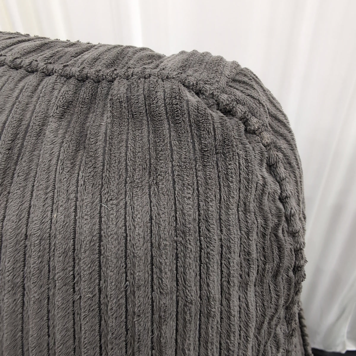 Grey Ribbed Fabric Three-Seater Couch