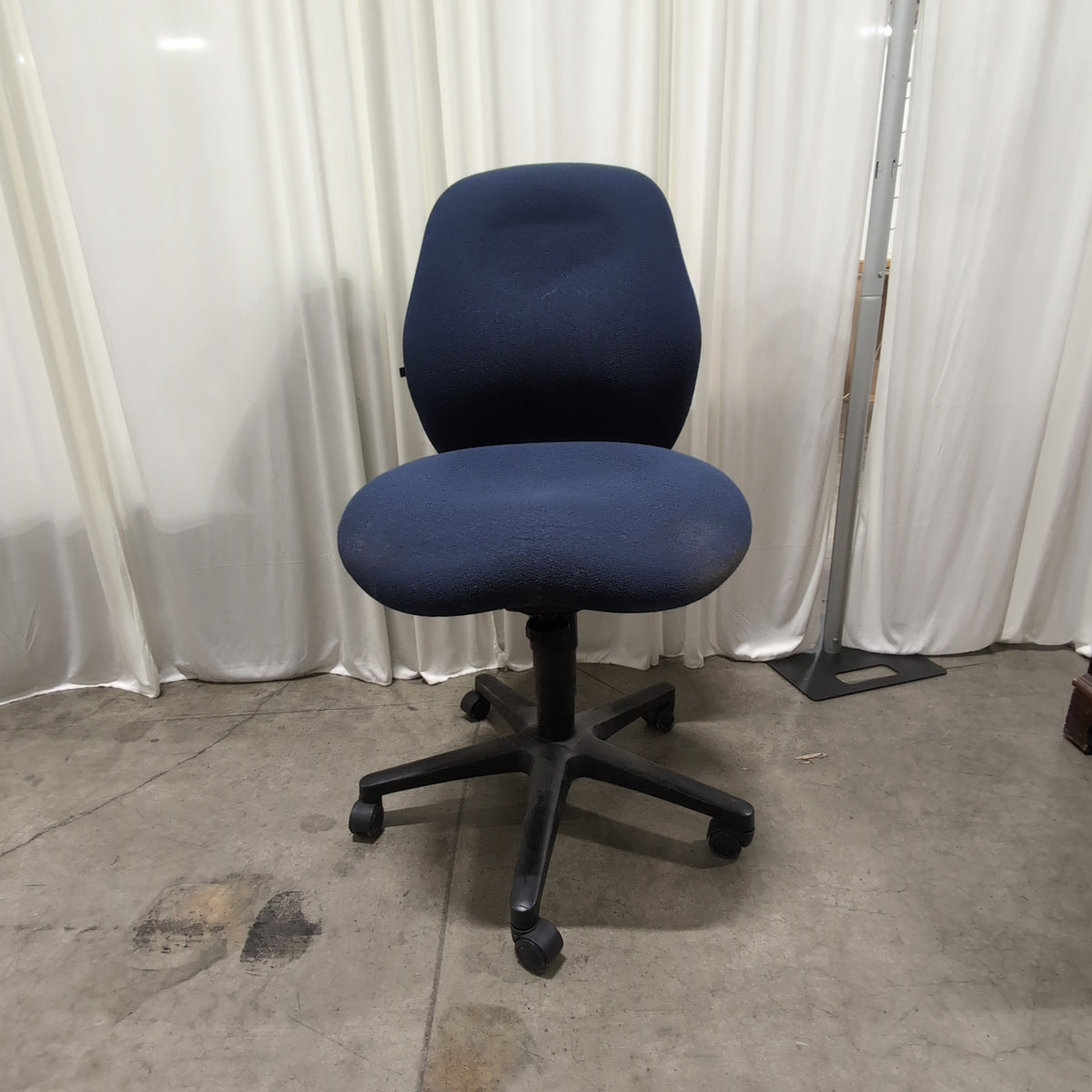 Navy Blue Fabric Armless Swivel Office Chair