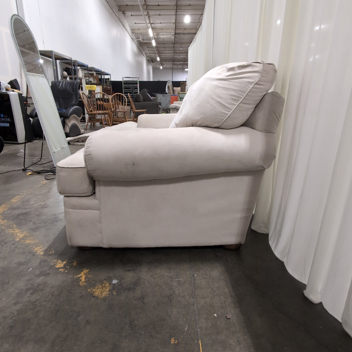 Light Beige Rolled Arm Loveseat