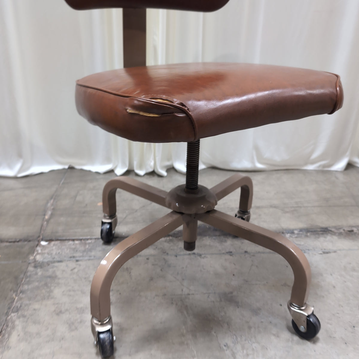 Brown Mid-Century Style Swivel Desk Chair with Casters