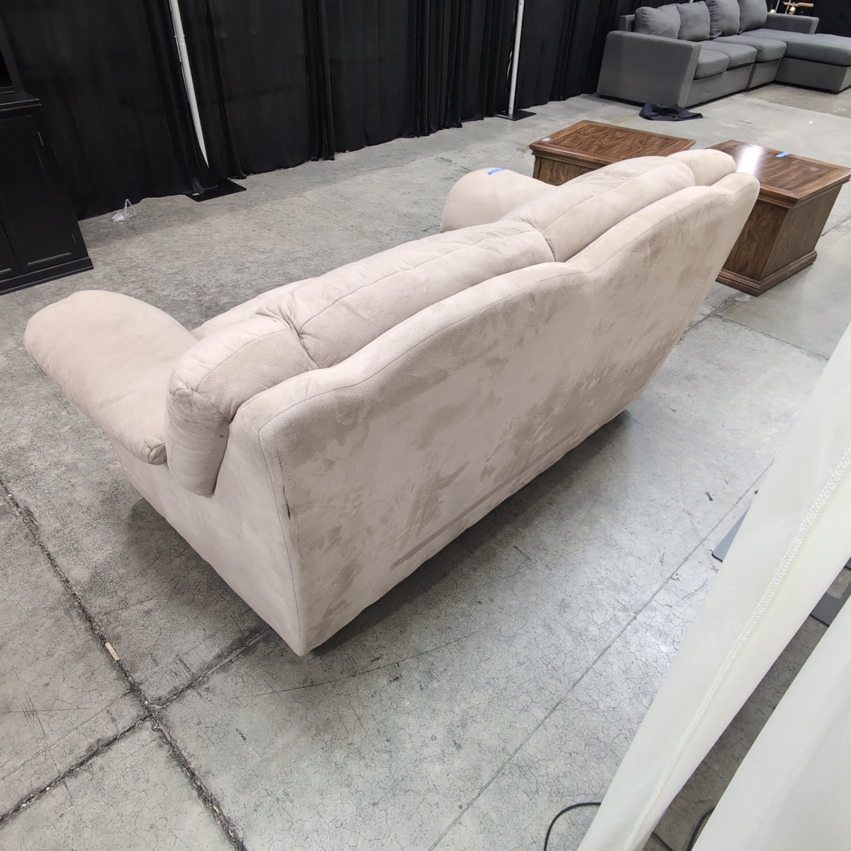 Plush Light Beige Three-Cushion Couch