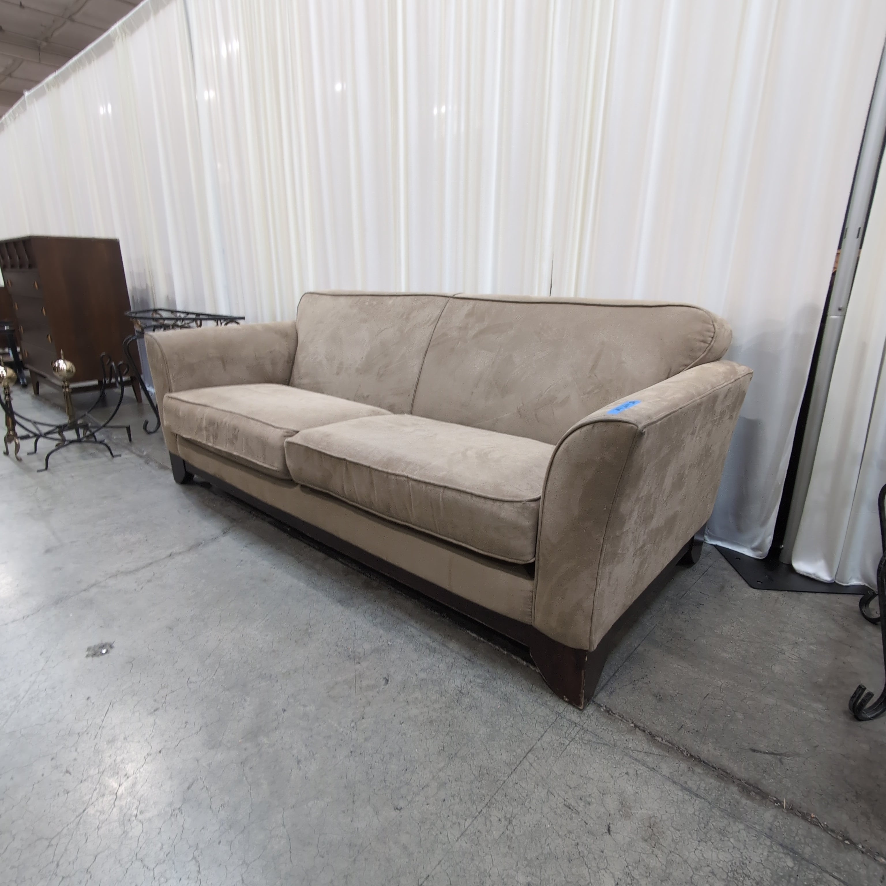 Tan Microfiber Rolled Arm Couch