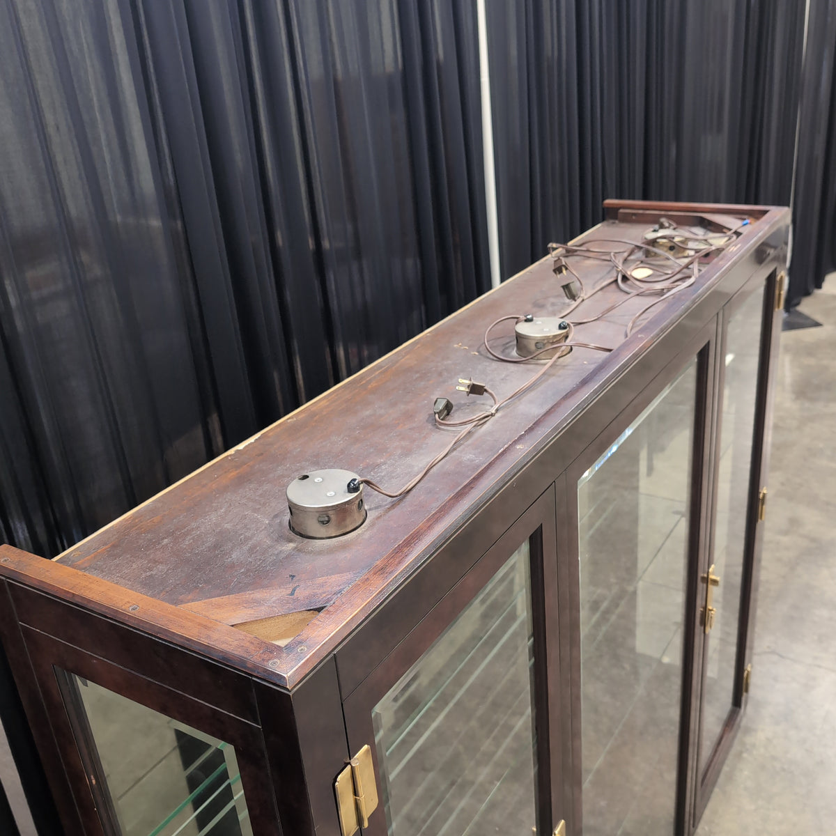 Traditional Three-Door China Cabinet in Dark Wood
