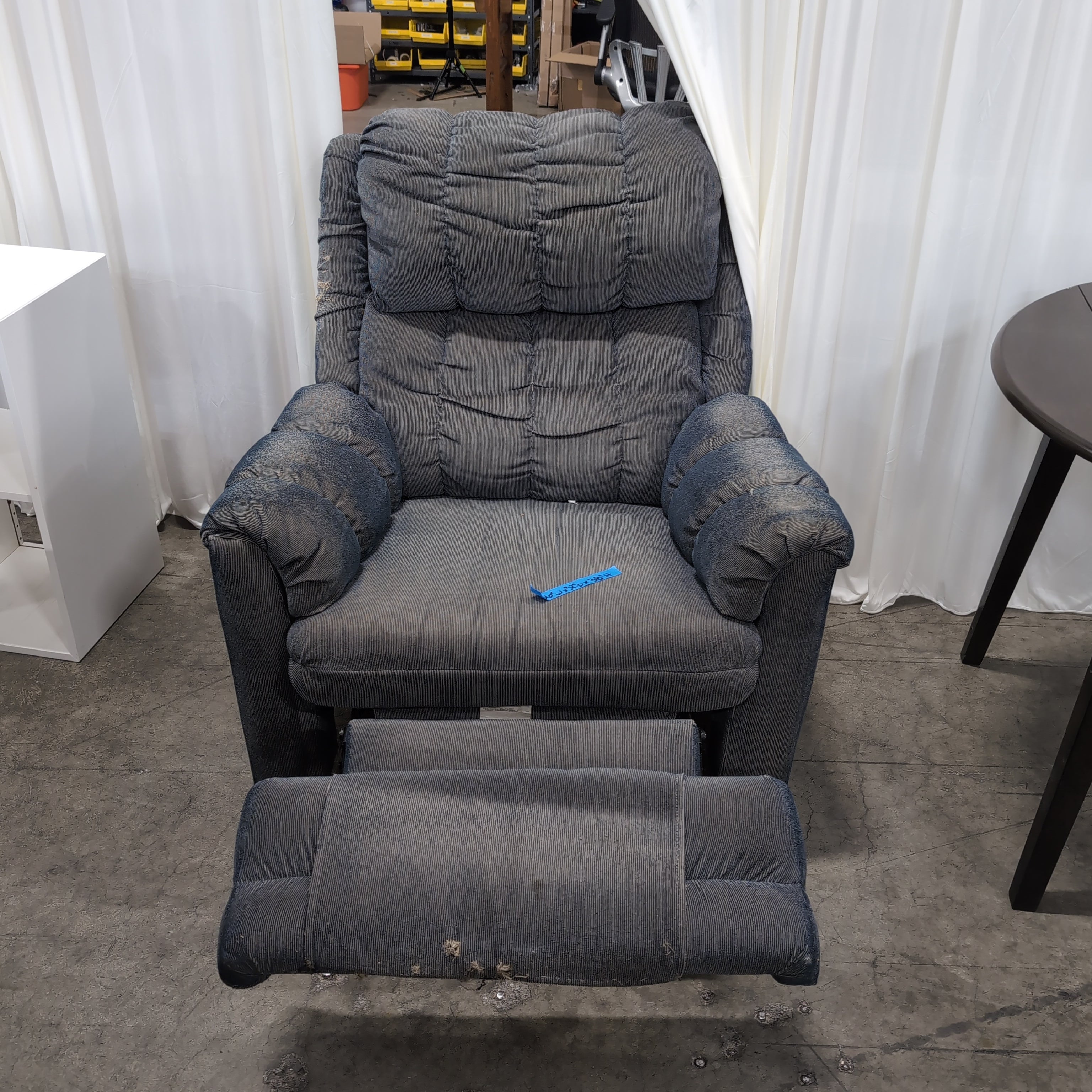 Padded Dark Gray Corduroy Recliner